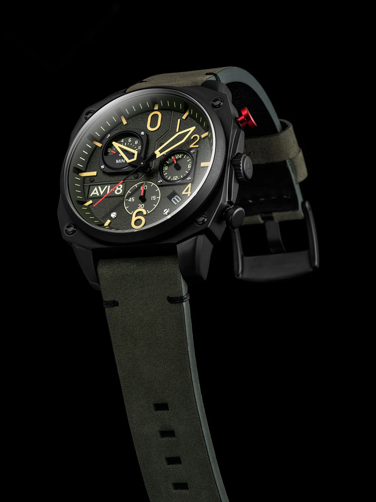 Hawker Hunter Retrograde Chronograph Green Dial / Leather | Green Dial - Image 4
