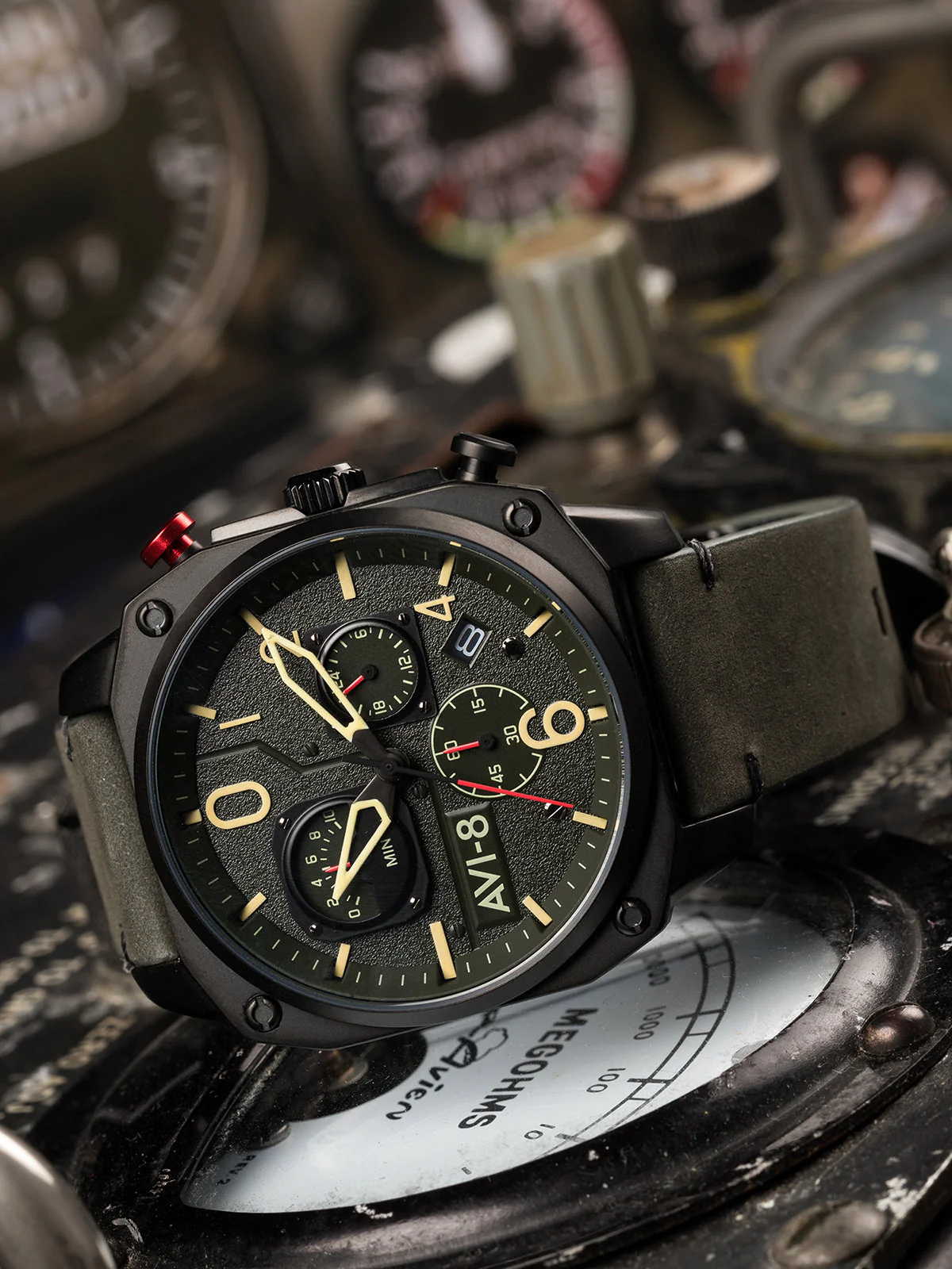 Hawker Hunter Retrograde Chronograph Green Dial / Leather | Green Dial - Image 6