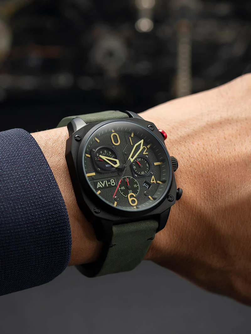 Hawker Hunter Retrograde Chronograph Green Dial / Leather | Green Dial - Image 9