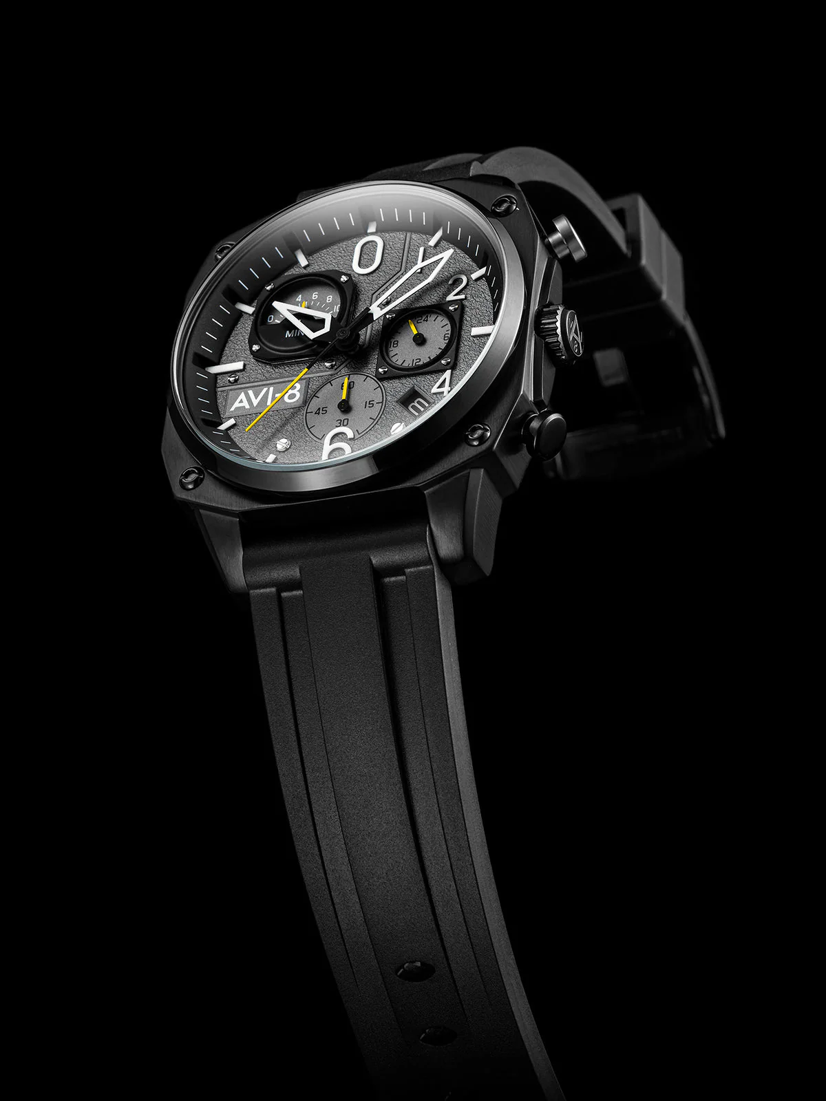 Hawker Hunter Retrograde Chronograph Gray / Rubber | Gray Dial - Image 4