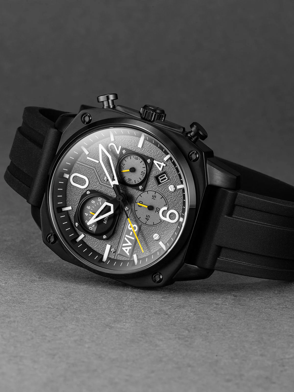 Hawker Hunter Retrograde Chronograph Gray / Rubber | Gray Dial - Image 5