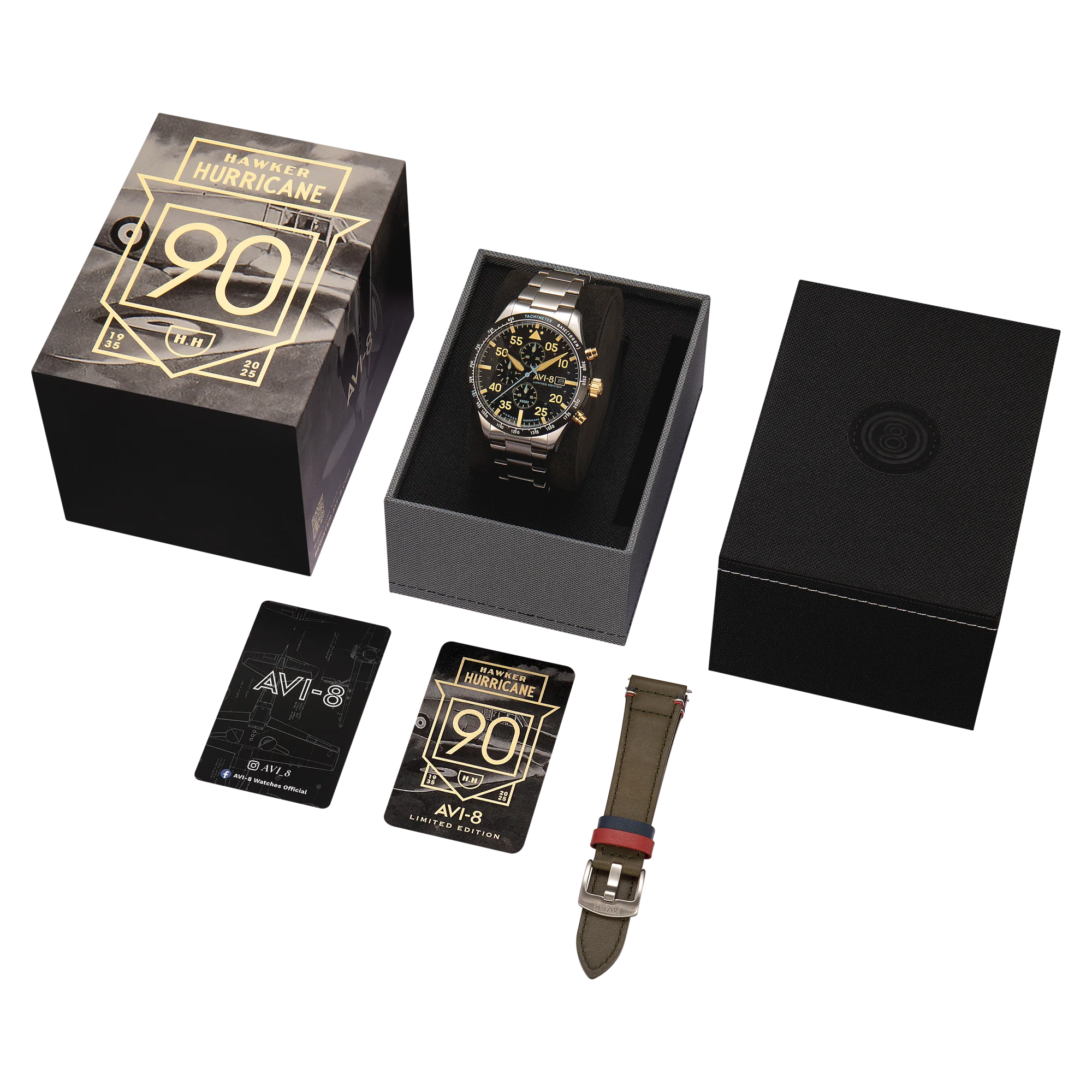 Hawker Hurricane 90th Anniversary Chronograph Limited Edition Black / Stainless Steel Black Dial - Image 2