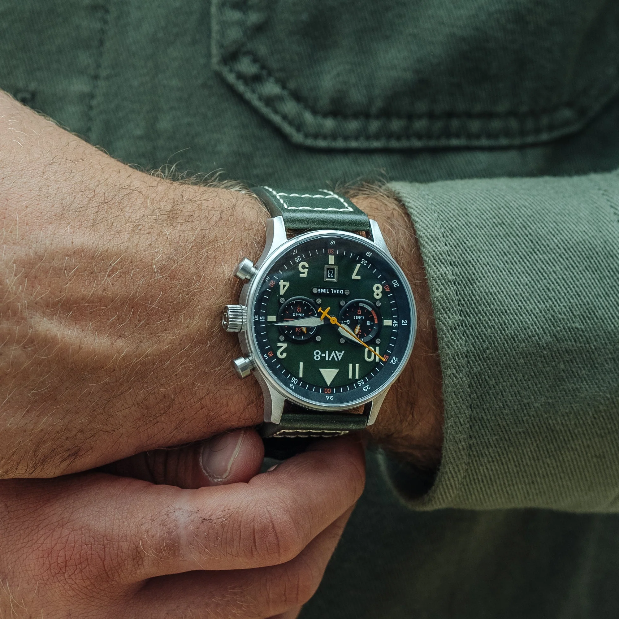 Hawker Hurricane Carey Dual Time Merville | Green Dial - Image 7