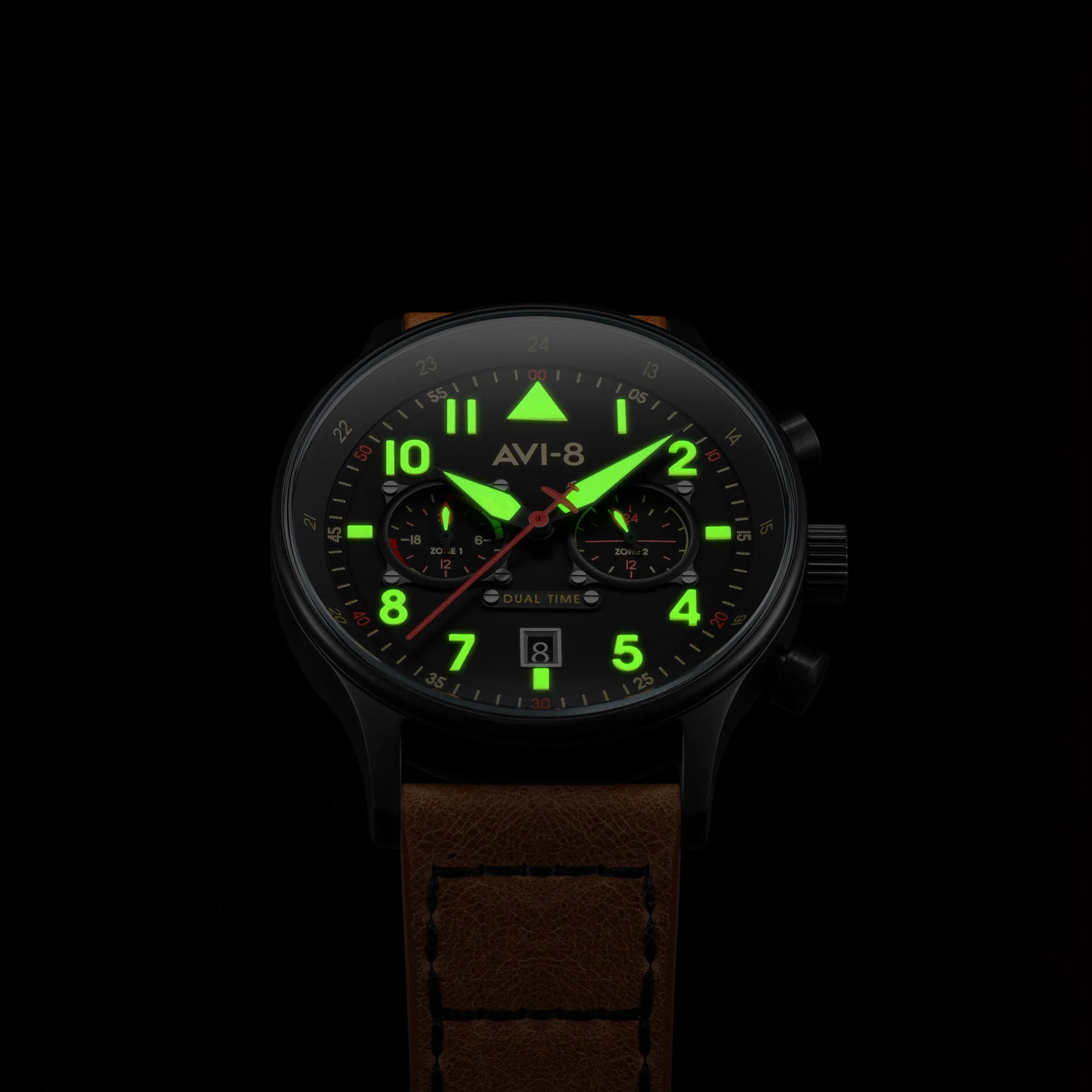 Hawker Hurricane Carey Dual Time Black  Dial / Leather |  Dial - Image 3