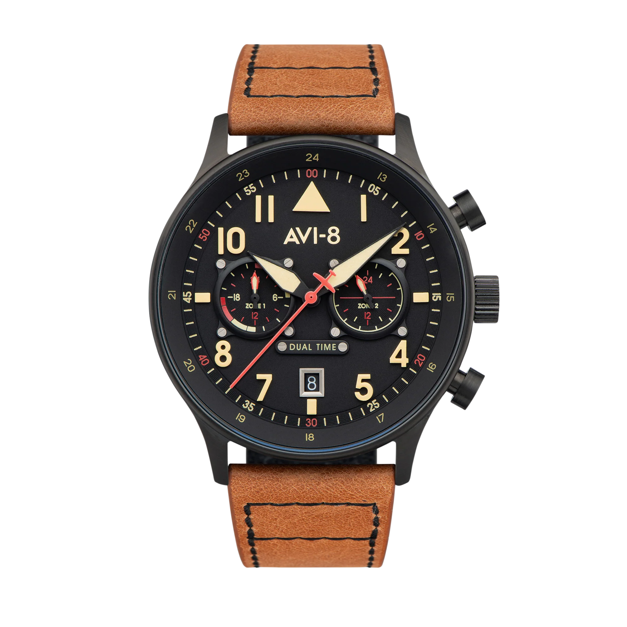 Hawker Hurricane Carey Dual Time Black  Dial / Leather |  Dial - Image 8