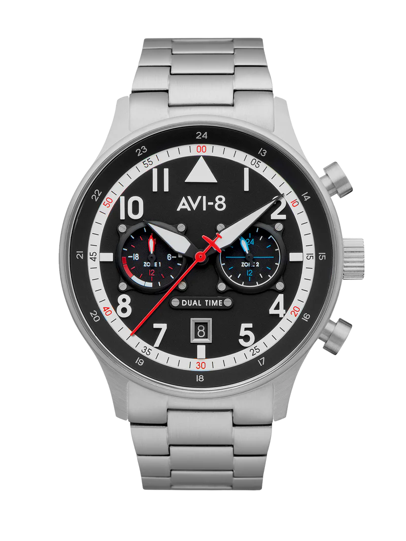 Hawker Hurricane Carey Dual Time Black & Stainless Steel / Stainless Steel | Black Dial - Image 14