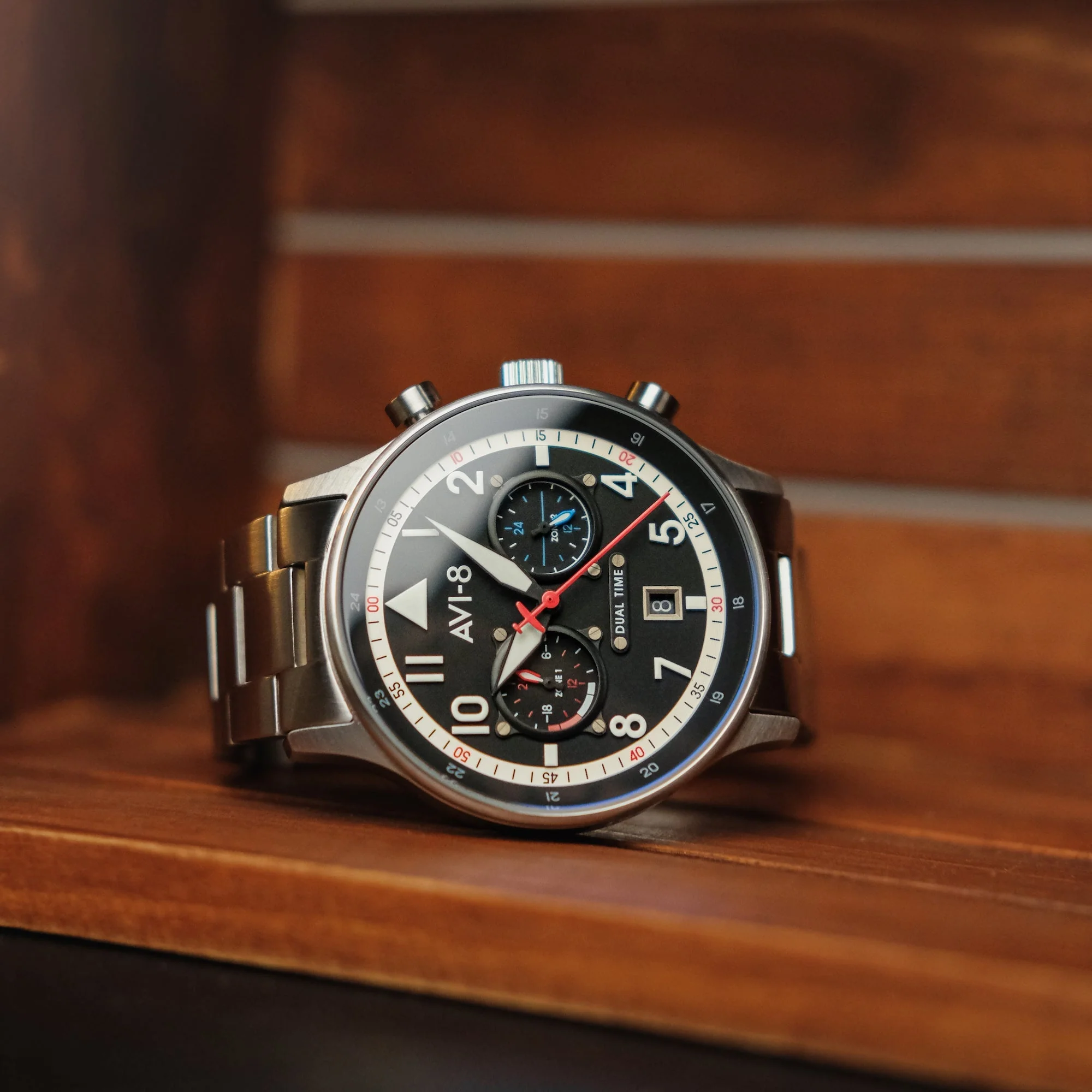 Hawker Hurricane Carey Dual Time Black & Stainless Steel / Stainless Steel | Black Dial - Image 3