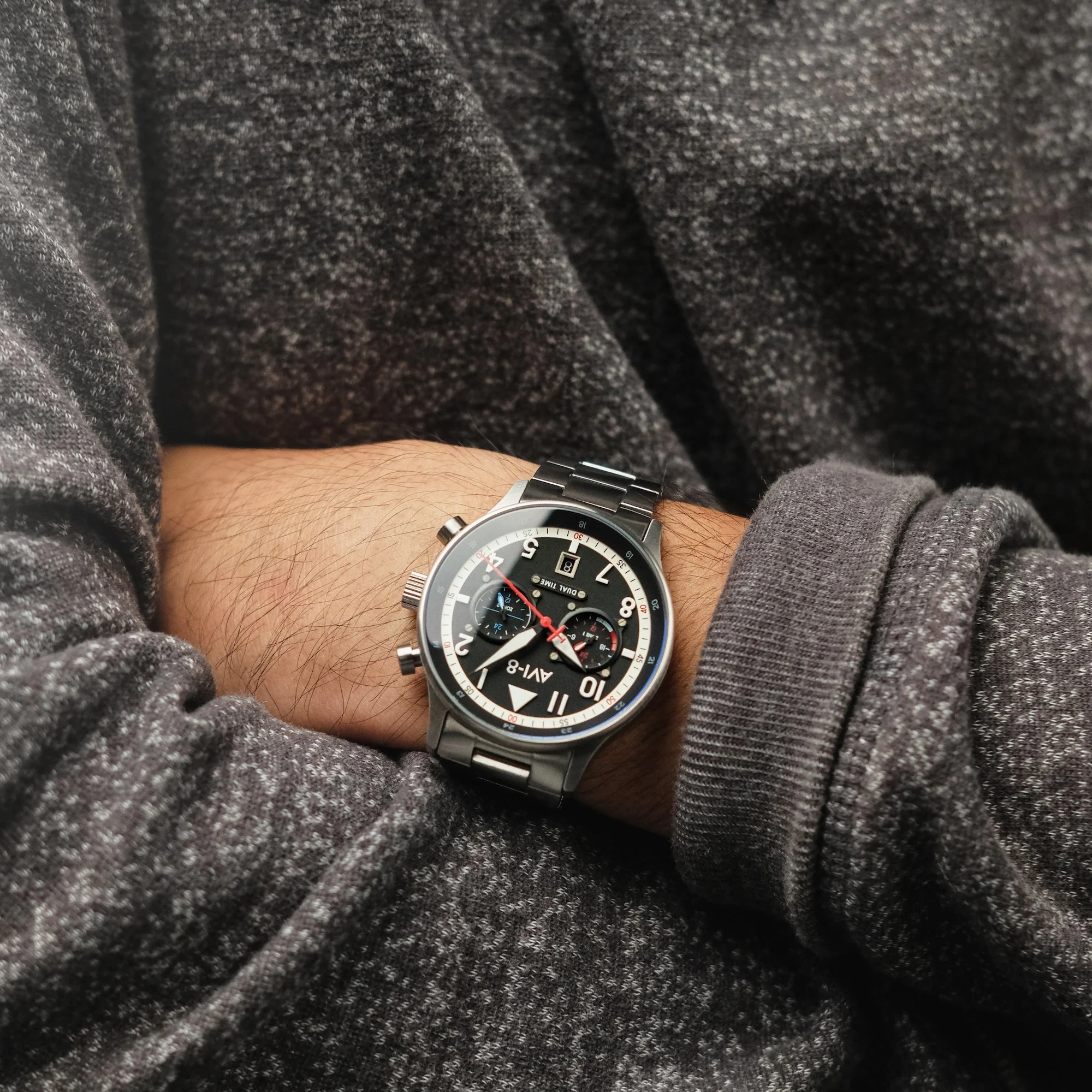 Hawker Hurricane Carey Dual Time Black & Stainless Steel / Stainless Steel | Black Dial - Image 4