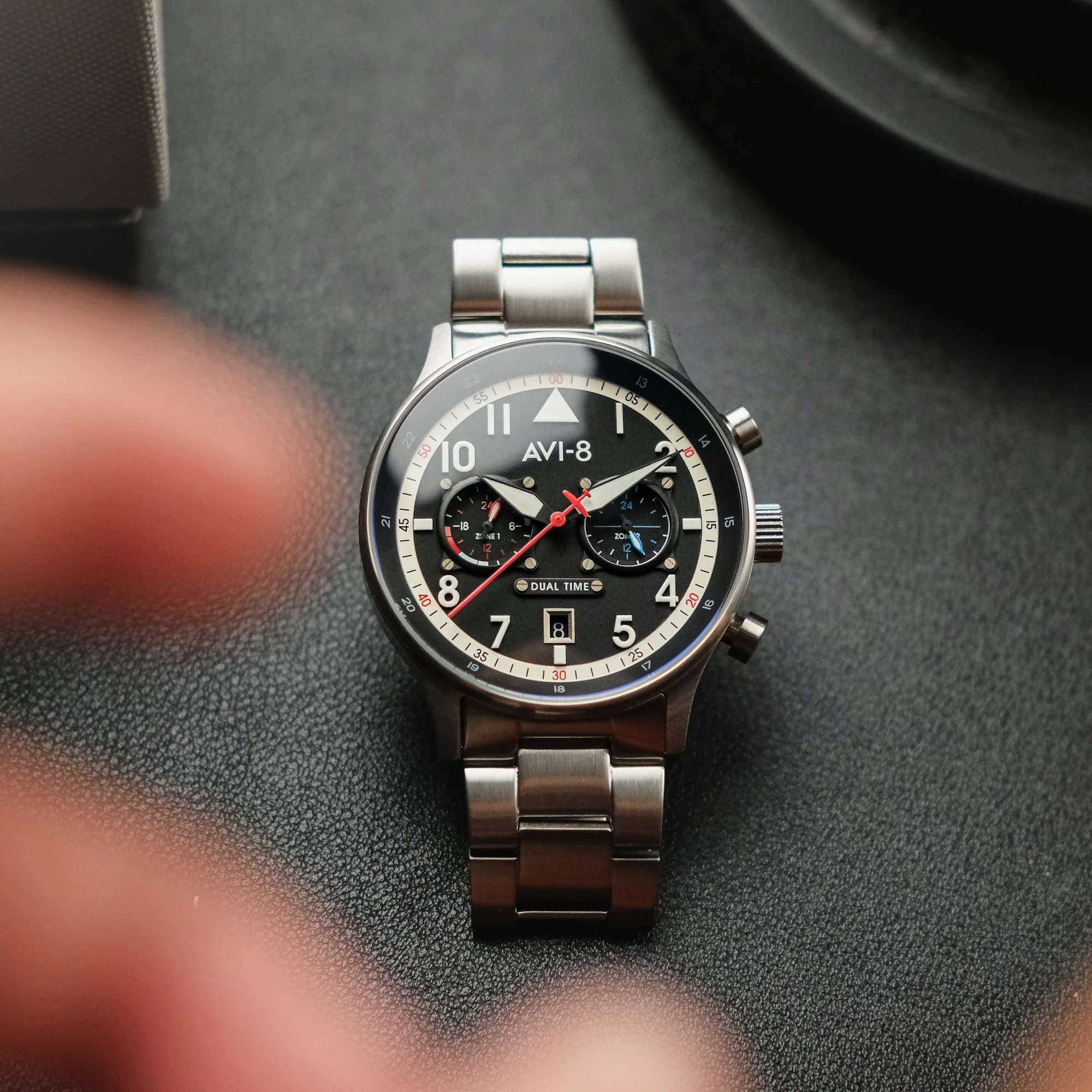 Hawker Hurricane Carey Dual Time Black & Stainless Steel / Stainless Steel | Black Dial - Image 6