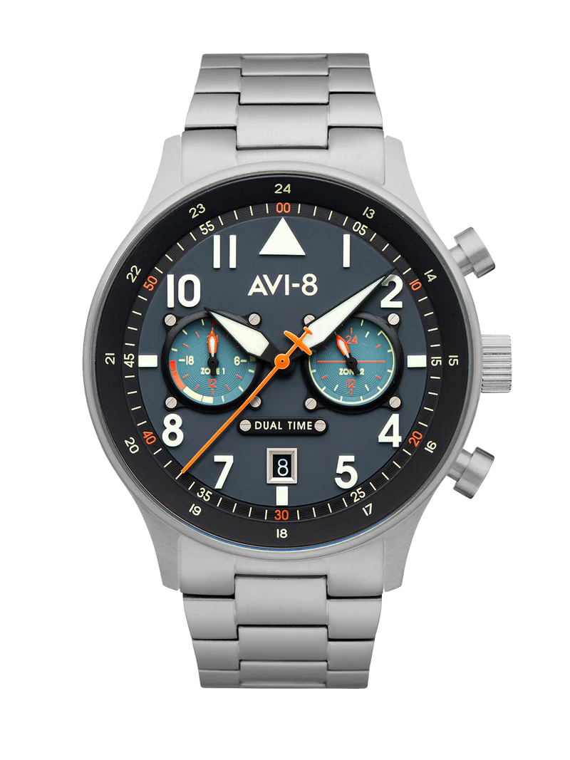 Hawker Hurricane Carey Dual Time Blue & Stainless Steel /  Stainless Steel | Blue Dial - Image 16