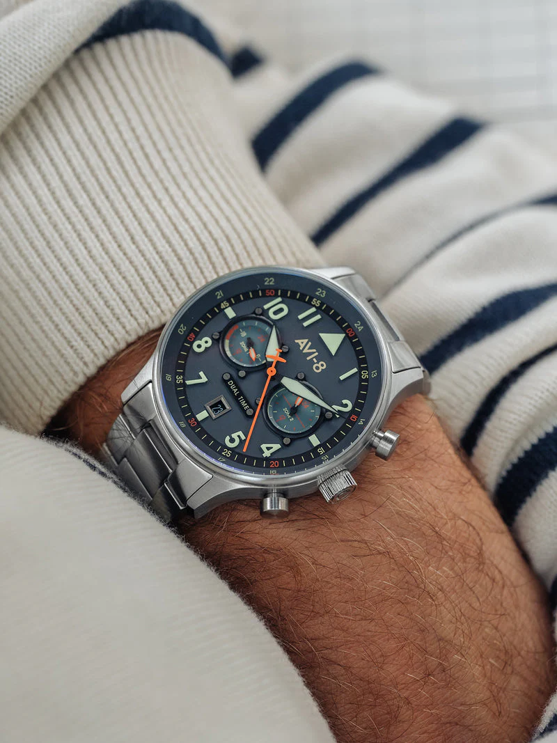 Hawker Hurricane Carey Dual Time Blue & Stainless Steel /  Stainless Steel | Blue Dial - Image 17