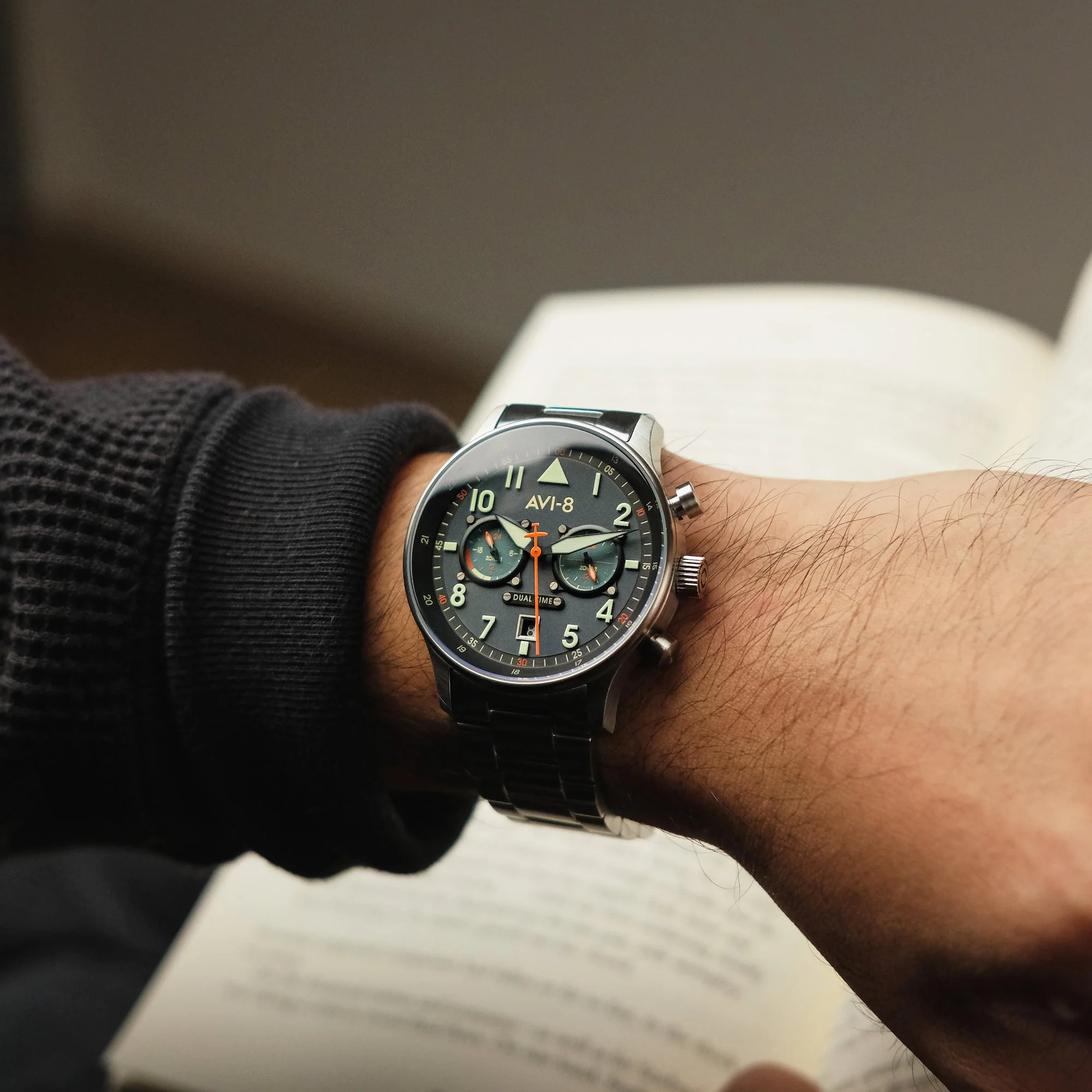 Hawker Hurricane Carey Dual Time Blue & Stainless Steel /  Stainless Steel | Blue Dial - Image 6