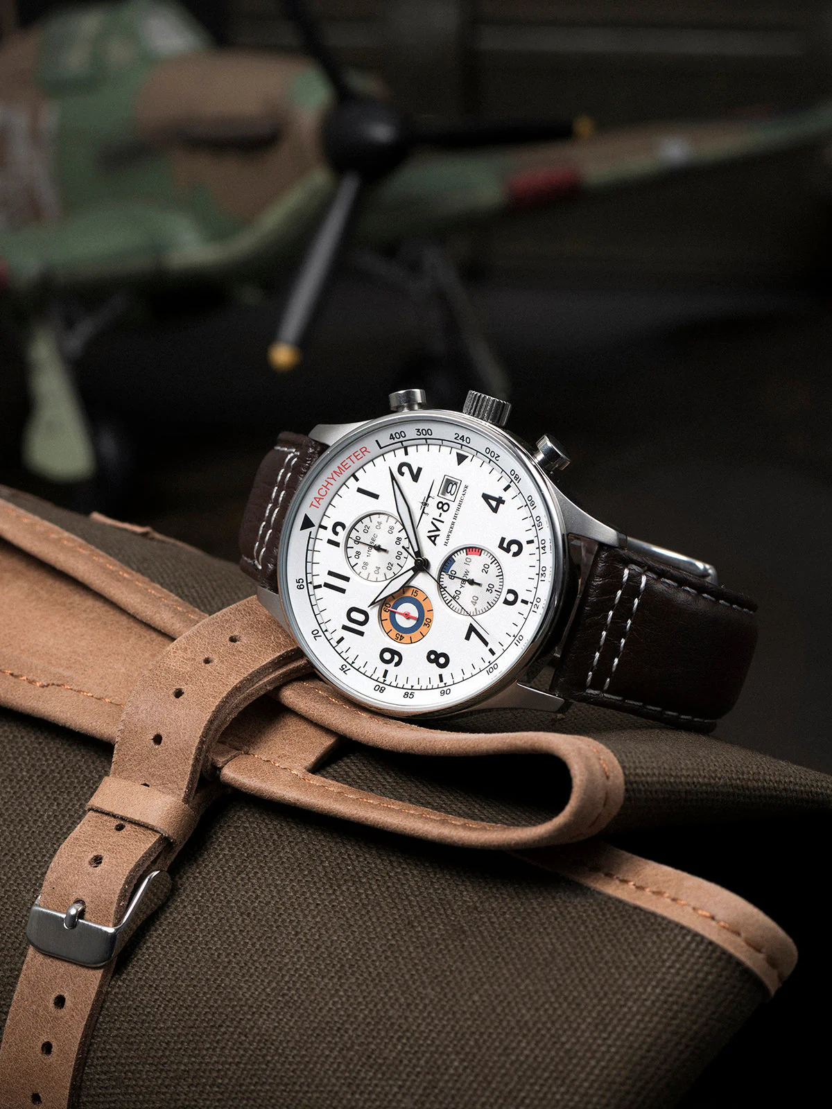 Hawker Hurricane Classic Chronograph White / Leather | White Dial - Image 12