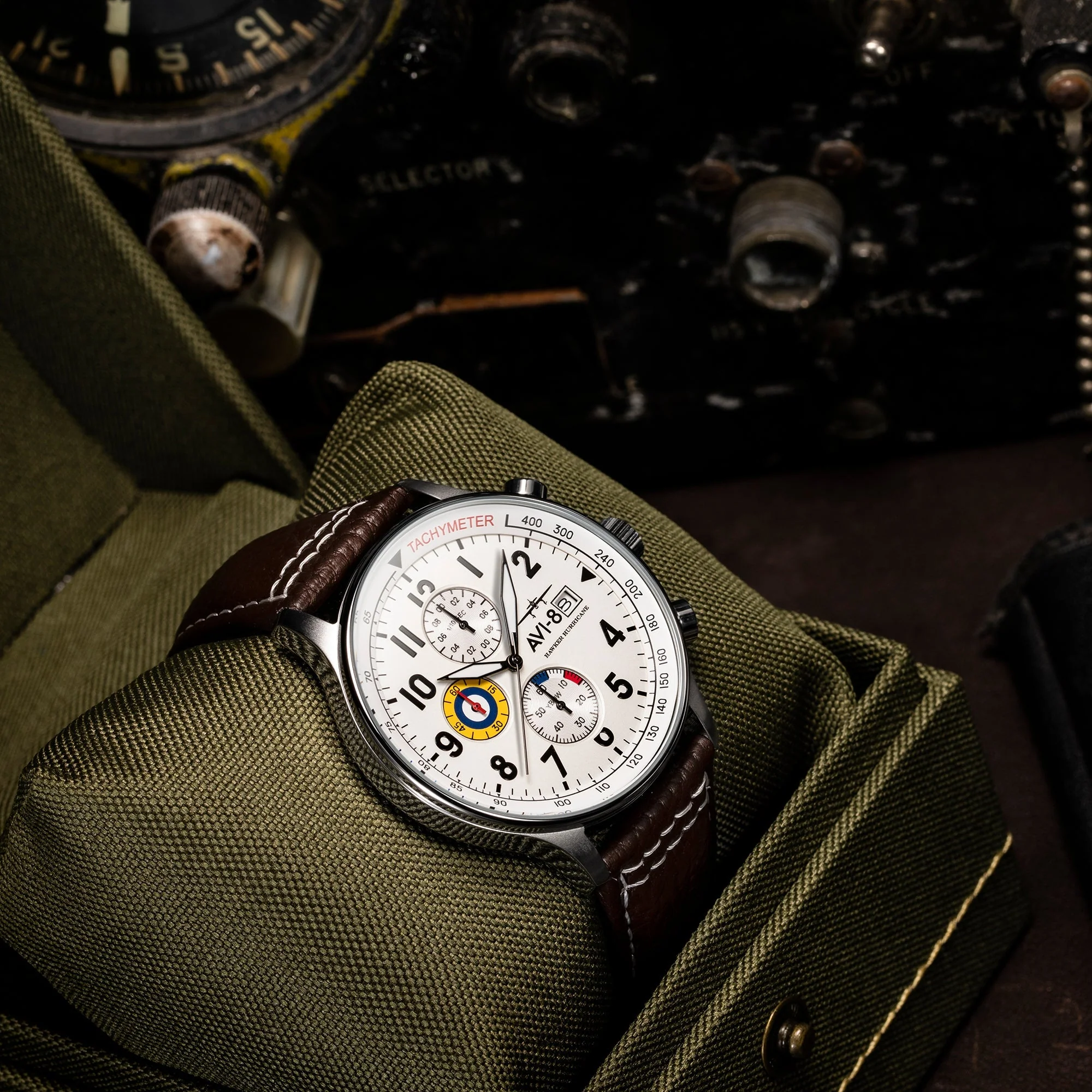 Hawker Hurricane Classic Chronograph White / Leather | White Dial - Image 2