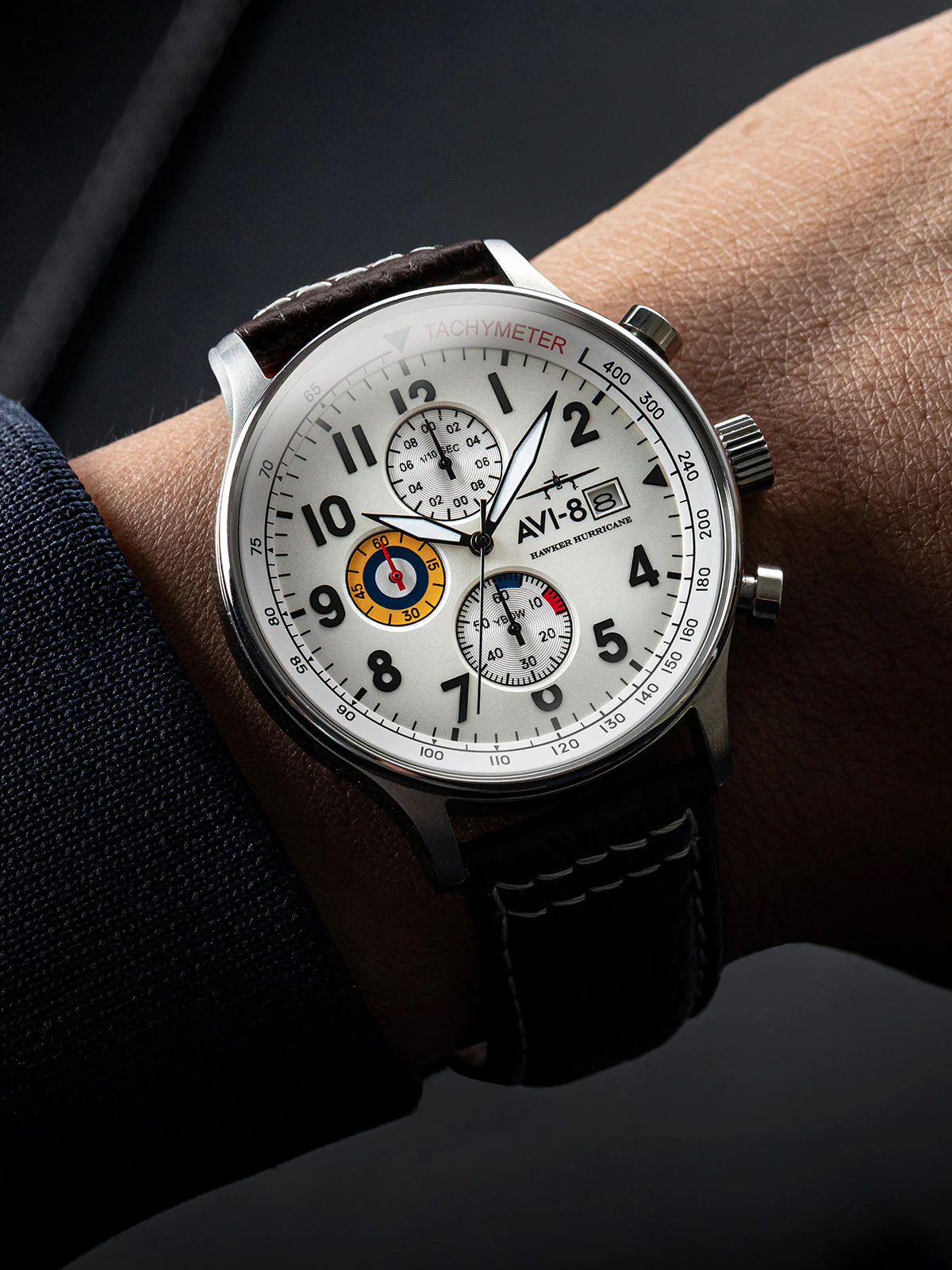 Hawker Hurricane Classic Chronograph White / Leather | White Dial - Image 3