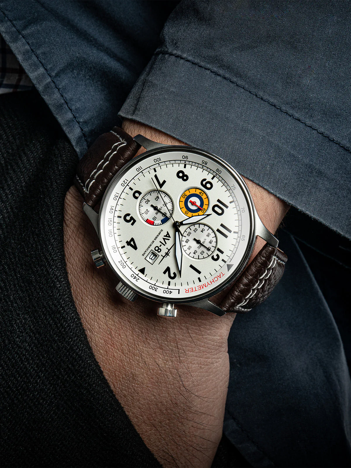 Hawker Hurricane Classic Chronograph White / Leather | White Dial - Image 4