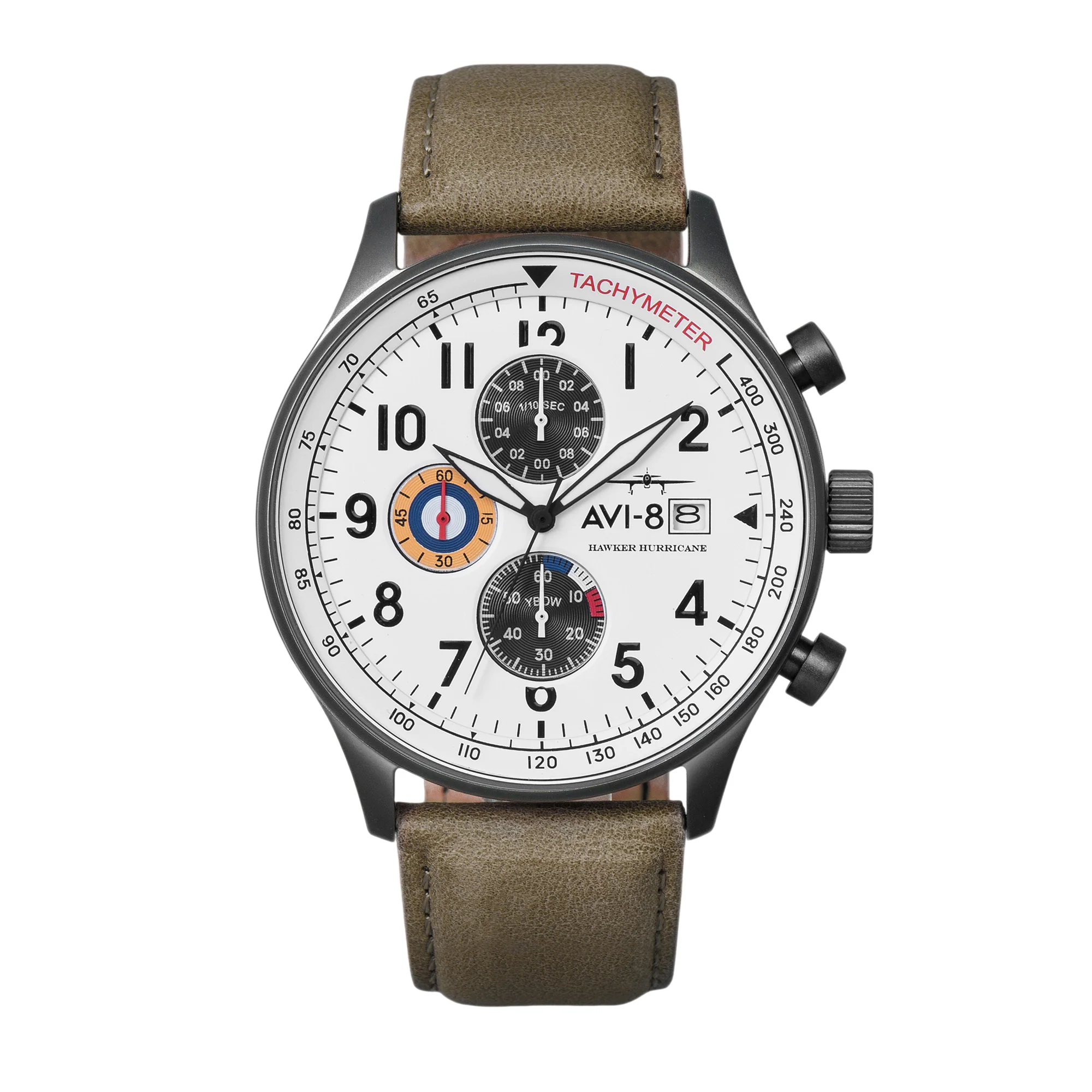 Hawker Hurricane Classic Chronograph White / Gray / Leather | White Dial - Image 6