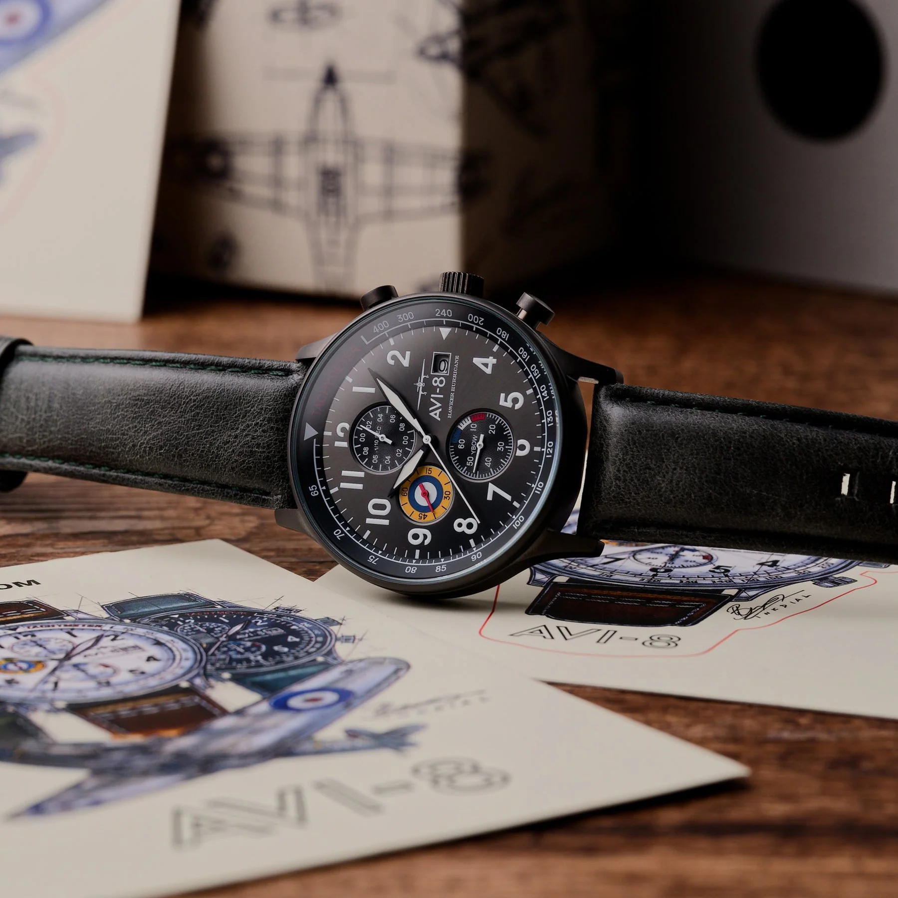 Hawker Hurricane Classic Chronograph Gray / Leather | Gray Dial - Image 14