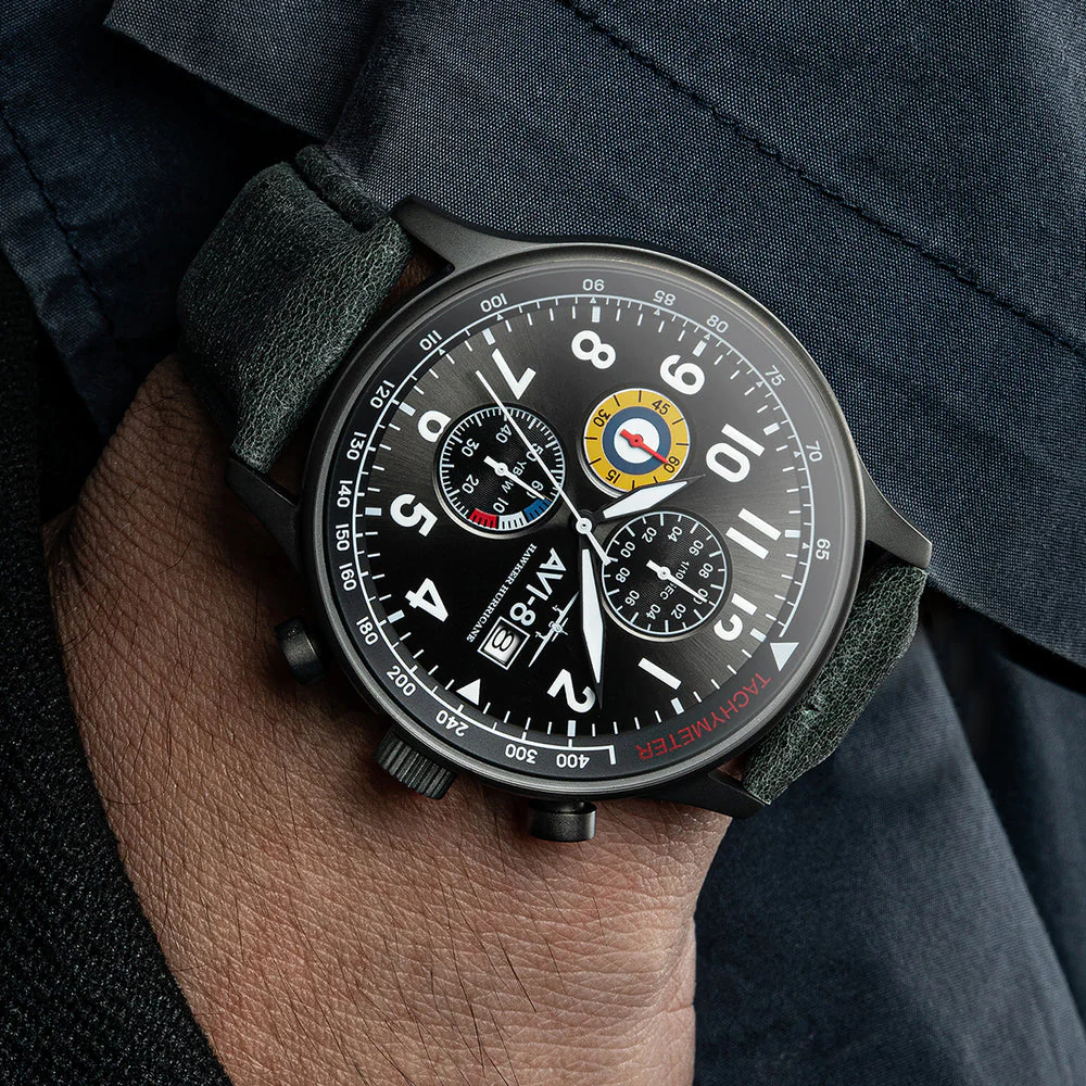 Hawker Hurricane Classic Chronograph Gray / Leather | Gray Dial - Image 17
