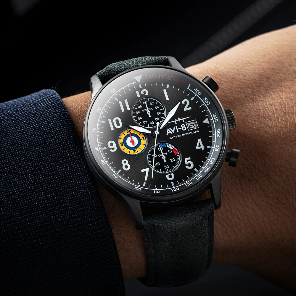 Hawker Hurricane Classic Chronograph Gray / Leather | Gray Dial - Image 24