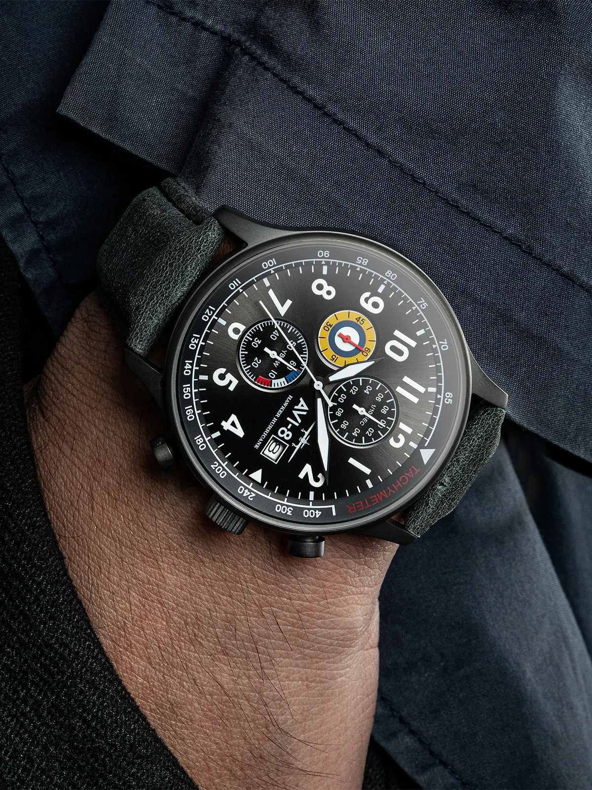 Hawker Hurricane Classic Chronograph Gray / Leather | Gray Dial - Image 4