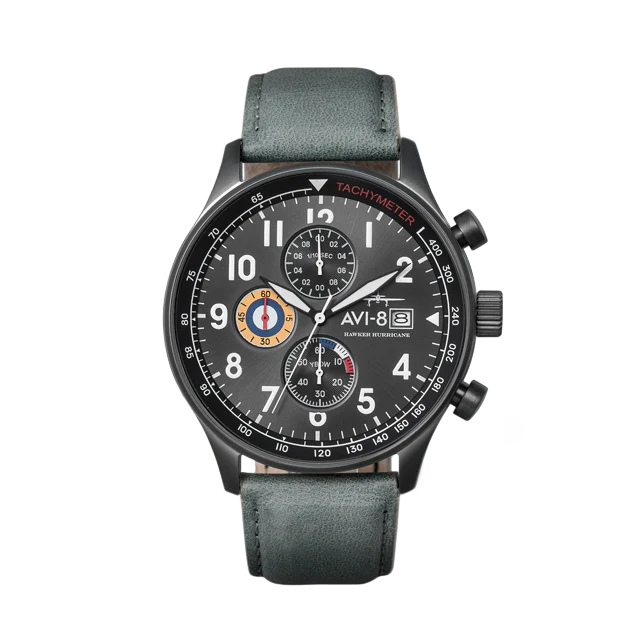 Hawker Hurricane Classic Chronograph Gray / Leather | Gray Dial - Image 8