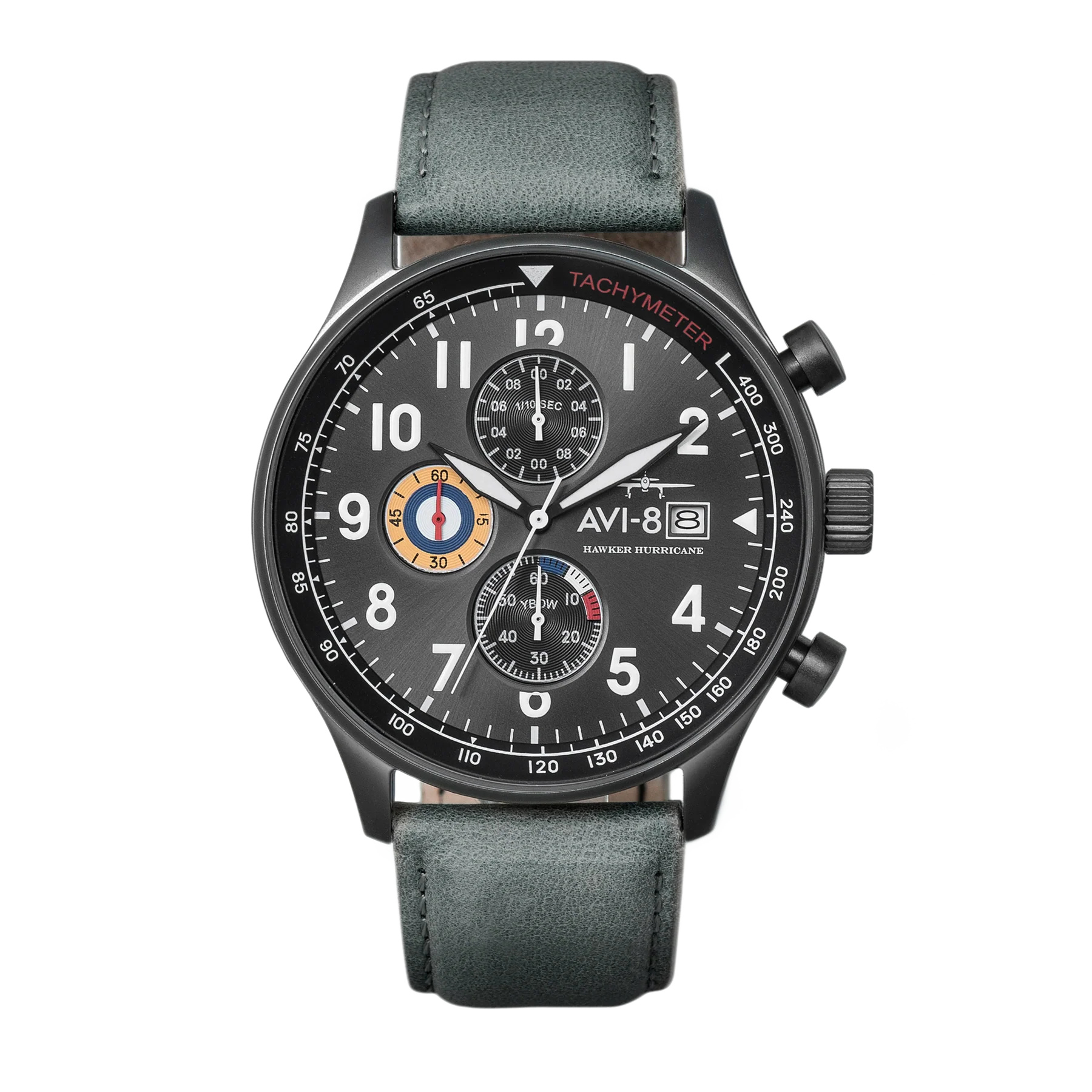 Hawker Hurricane Classic Chronograph Gray / Leather | Gray Dial - Image 9