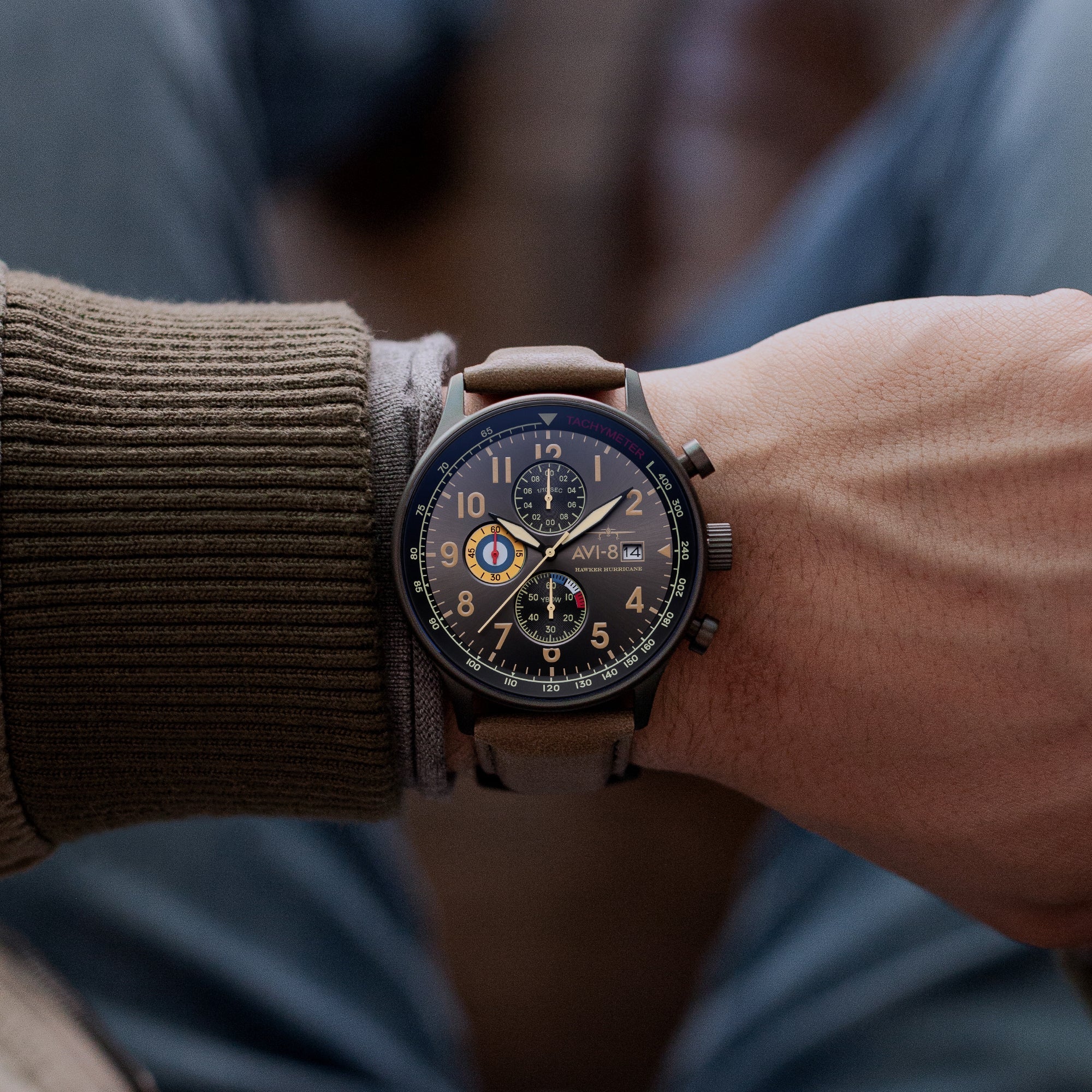 Hawker Hurricane Classic Chronograph Gray Dial / Leather | Gray Dial - Image 3