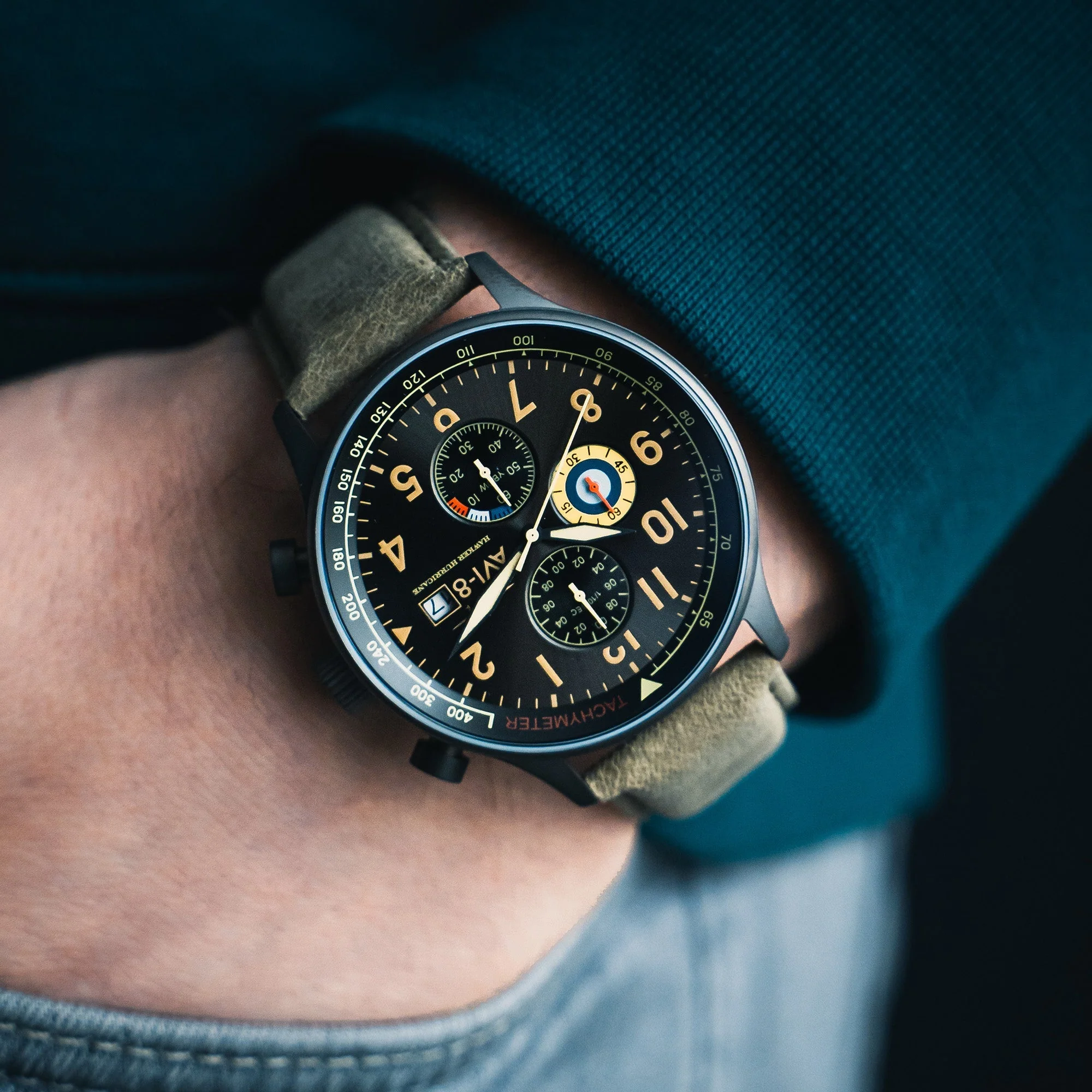 Hawker Hurricane Classic Chronograph Gray Dial / Leather | Gray Dial - Image 4