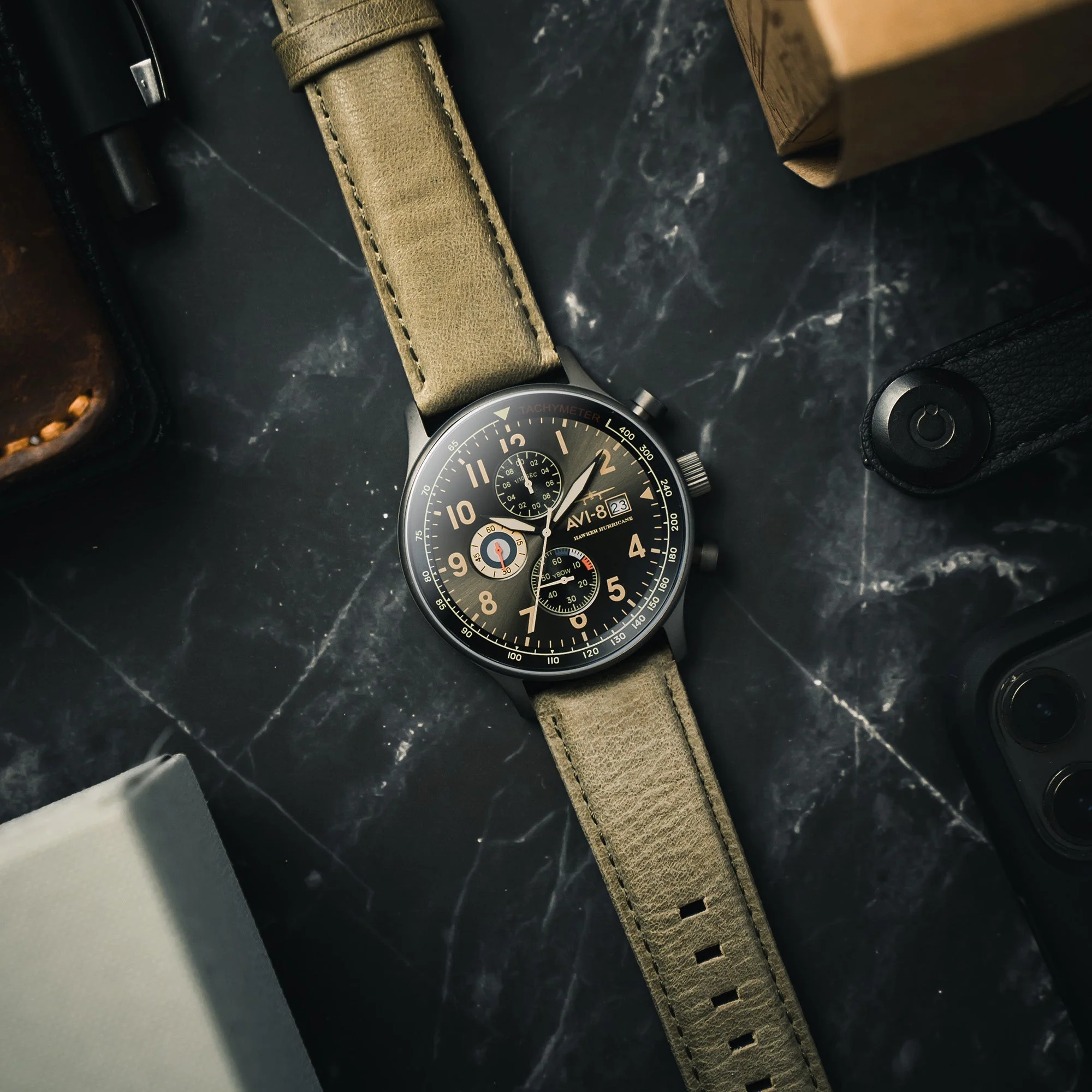 Hawker Hurricane Classic Chronograph Gray Dial / Leather | Gray Dial - Image 5
