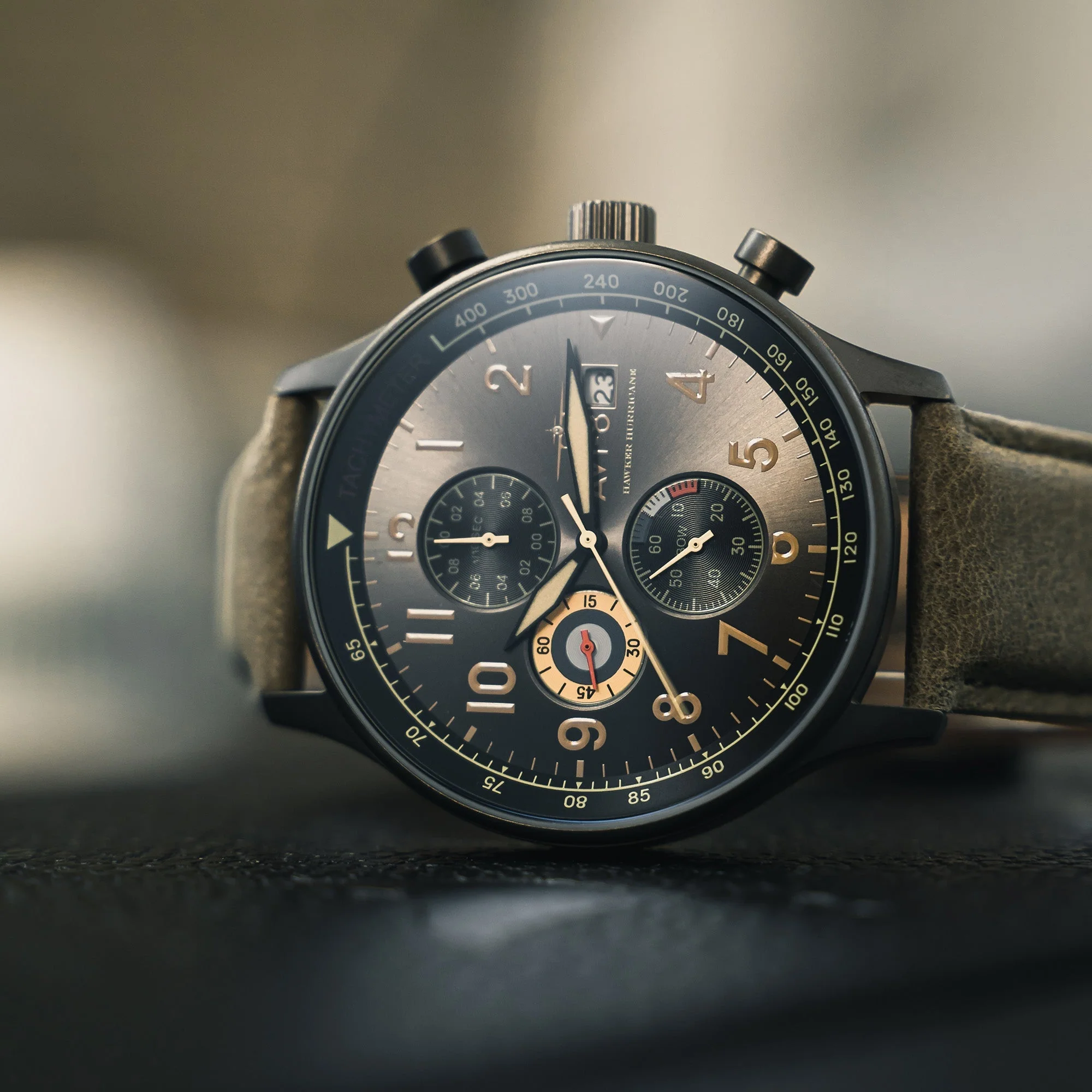 Hawker Hurricane Classic Chronograph Gray Dial / Leather | Gray Dial - Image 6