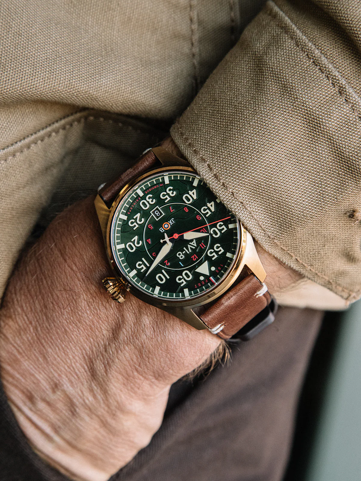 Hawker Hurricane Clowes Automatic Green / Leather | Green Dial - Image 5