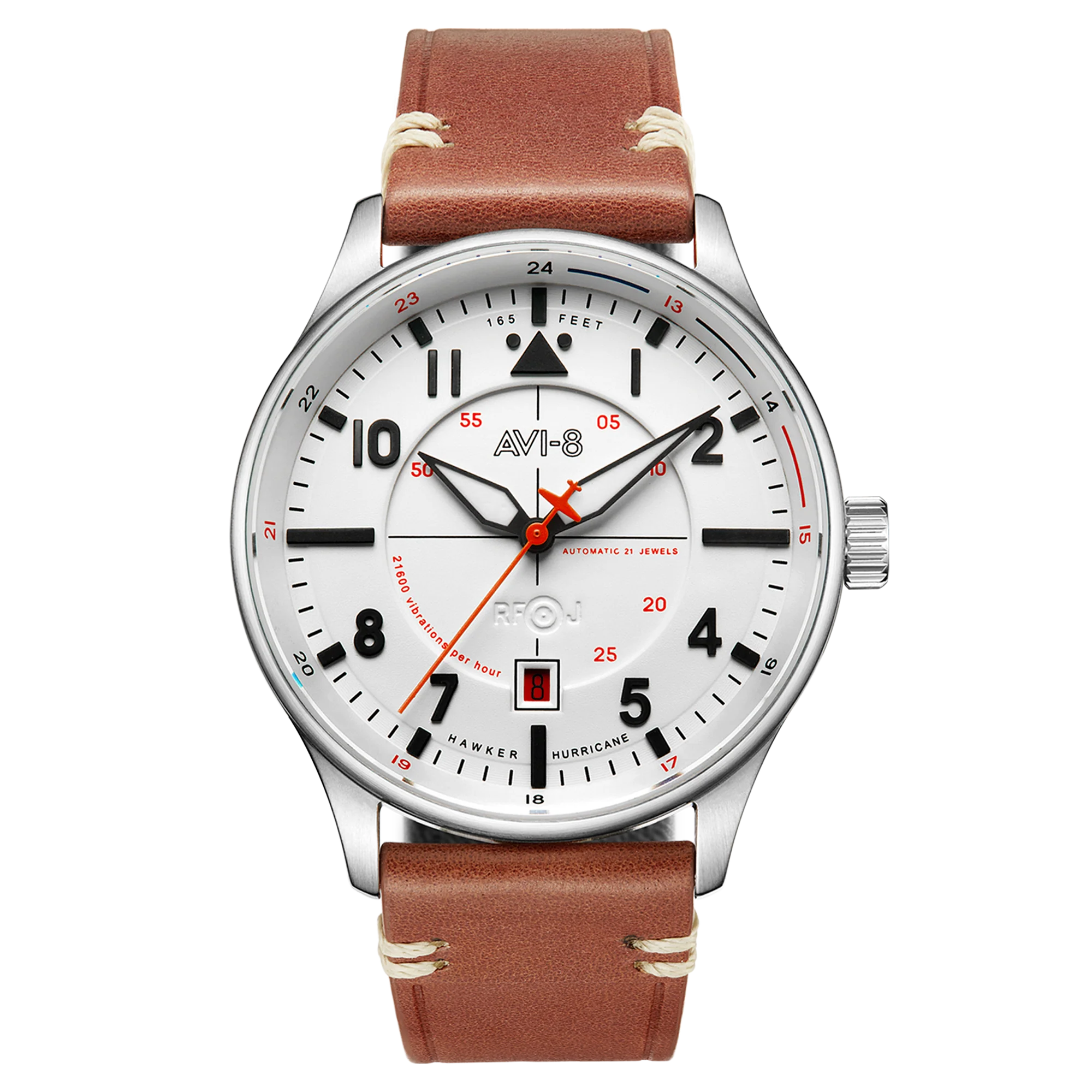Hawker Hurricane Kent Automatic White / Leather | White Dial - Image 6