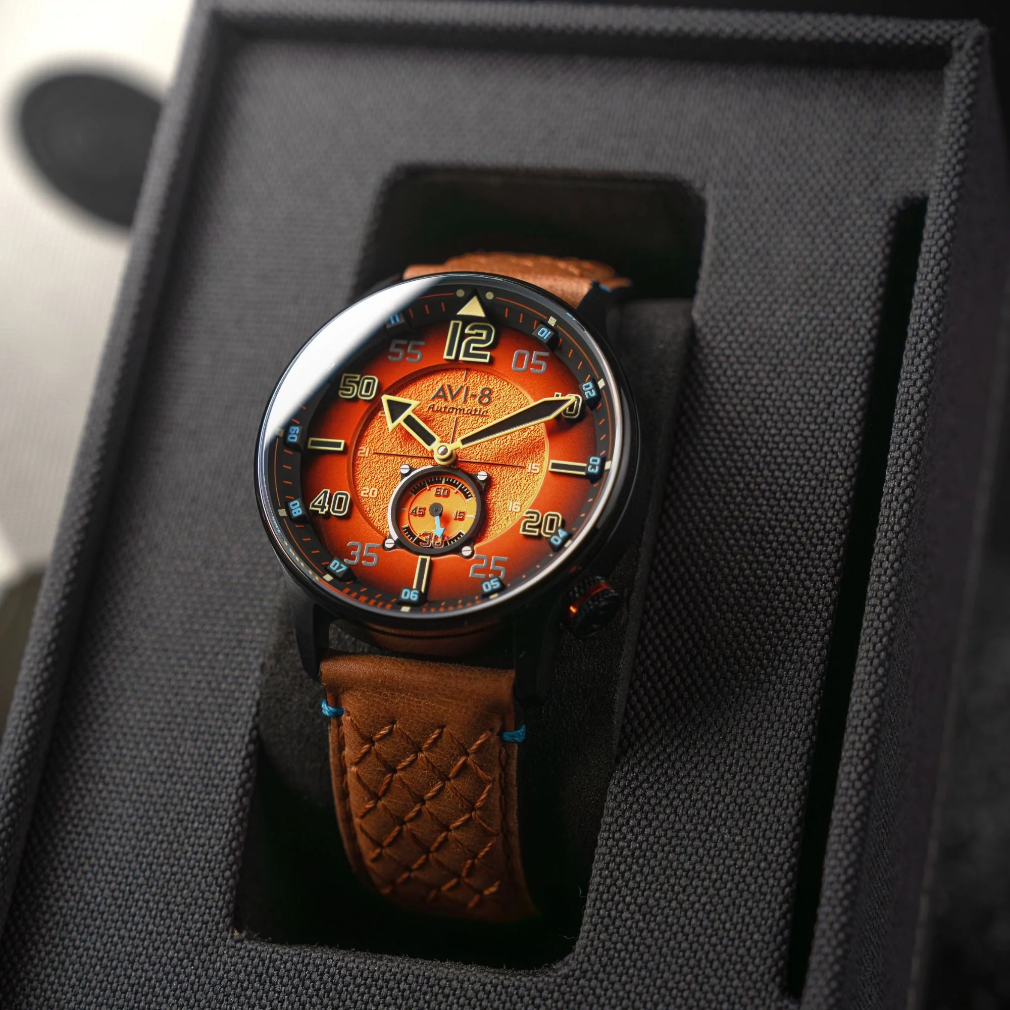 Hawker Typhoon Baldwin Automatic Orange / Brown Leather | Orange Dial - Image 4