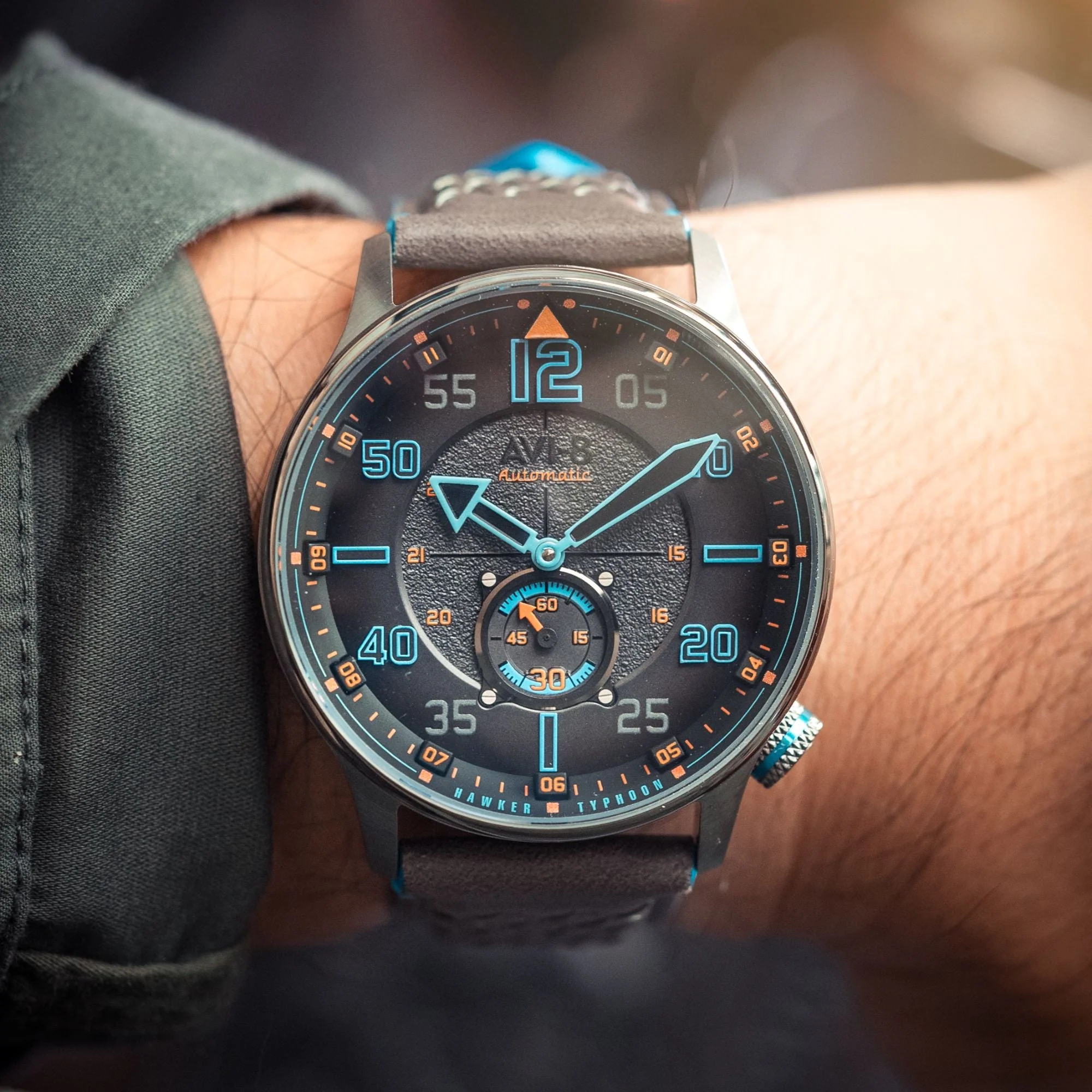 Hawker Typhoon Baldwin Automatic Grey / Gray Leather | Grey Dial - Image 2