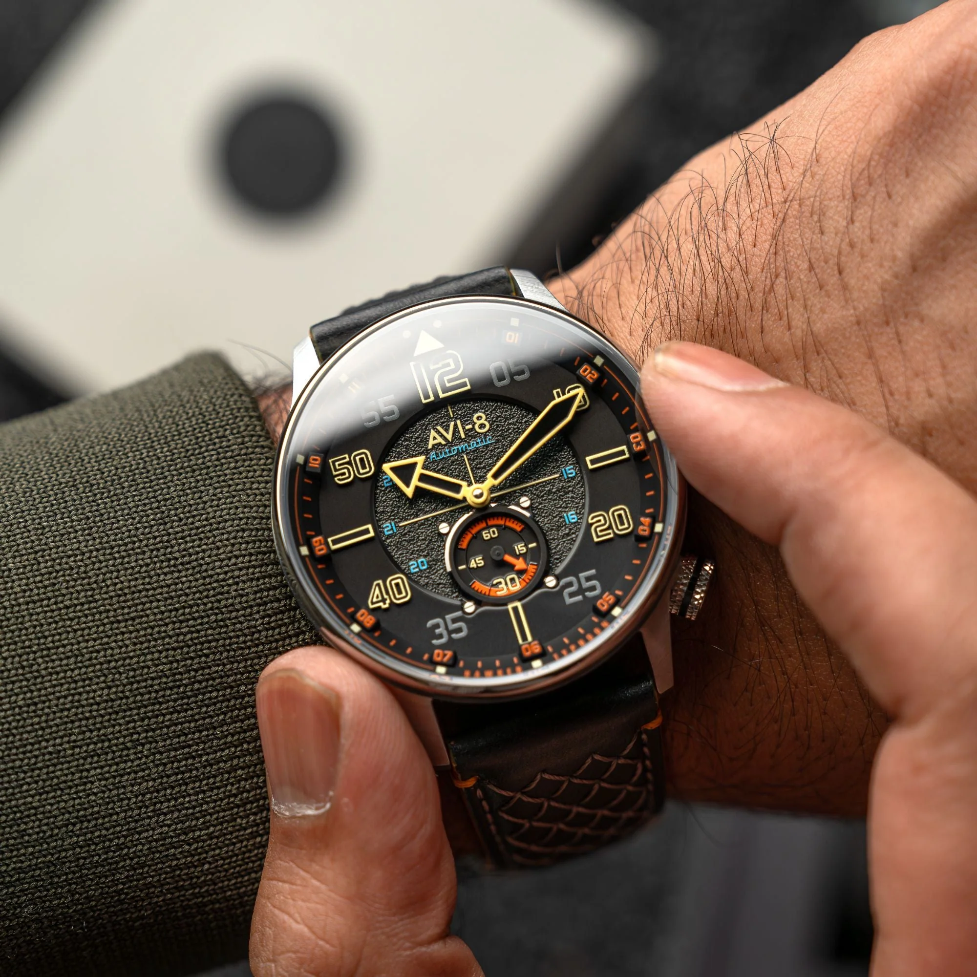 Hawker Typhoon Baldwin Automatic Black / Black Leather | Black Dial - Image 2