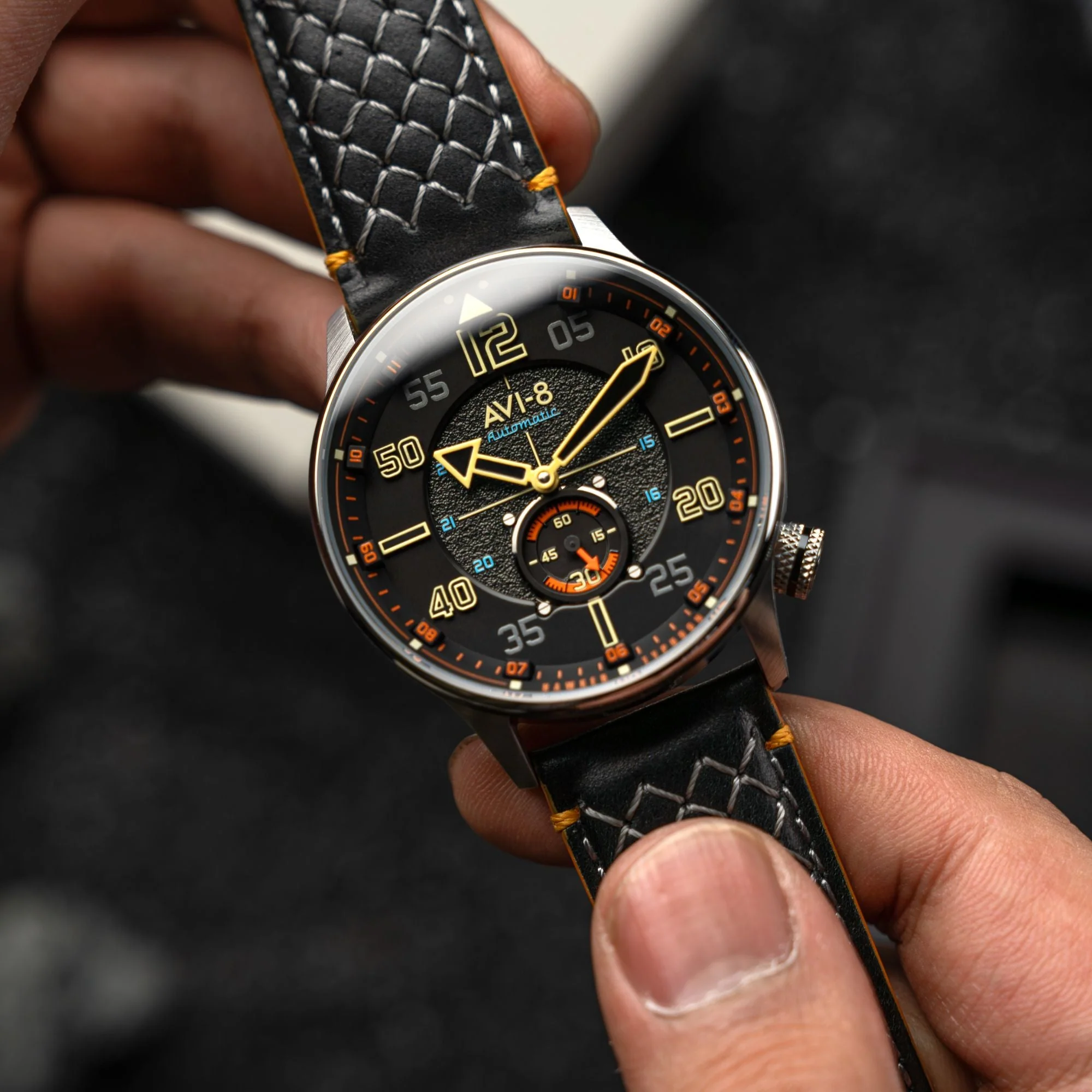Hawker Typhoon Baldwin Automatic Black / Black Leather | Black Dial - Image 3