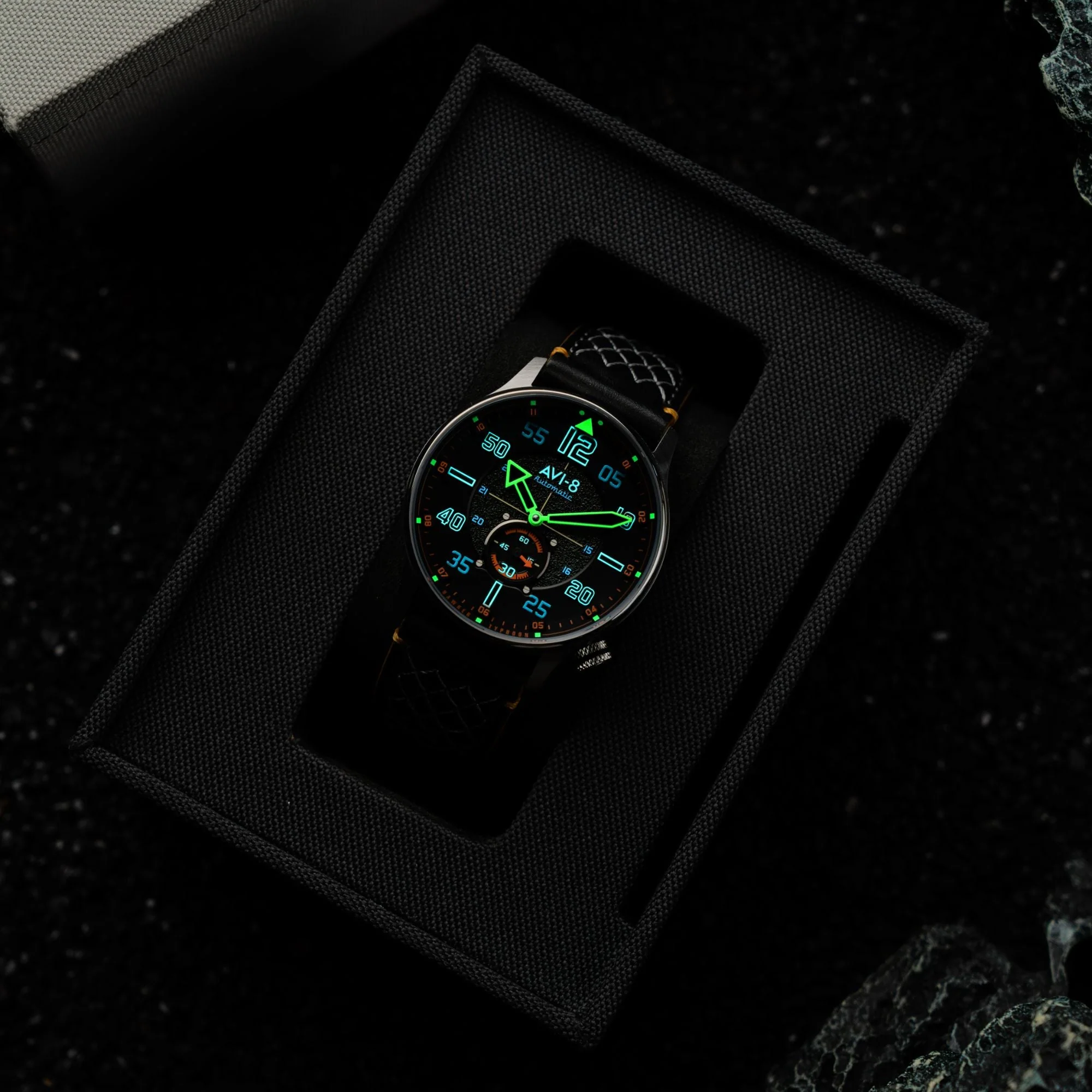 Hawker Typhoon Baldwin Automatic Black / Black Leather | Black Dial - Image 4