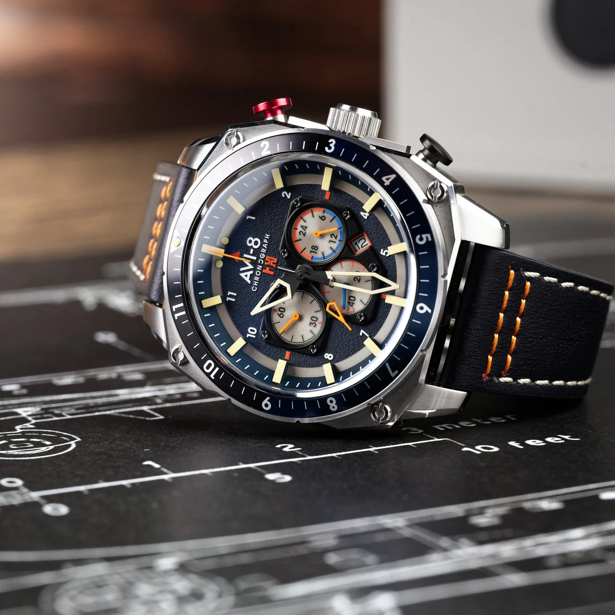 Hawker Hunter Atlas Dual Time Chronograph Blue / Leather | Blue Dial - Image 11
