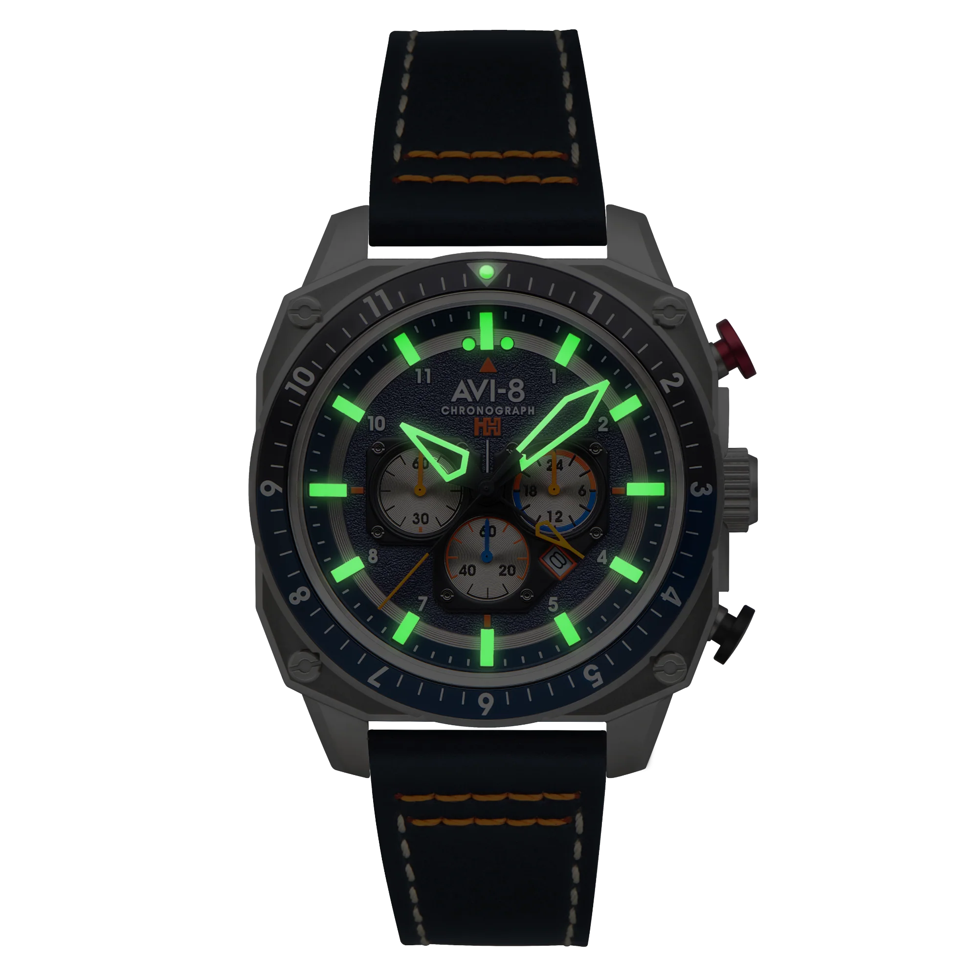 Hawker Hunter Atlas Dual Time Chronograph Blue / Leather | Blue Dial - Image 13