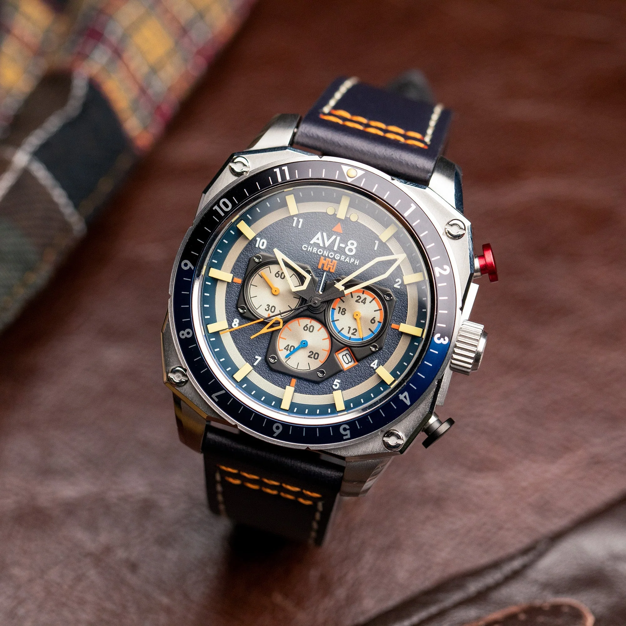 Hawker Hunter Atlas Dual Time Chronograph Blue / Leather | Blue Dial - Image 3