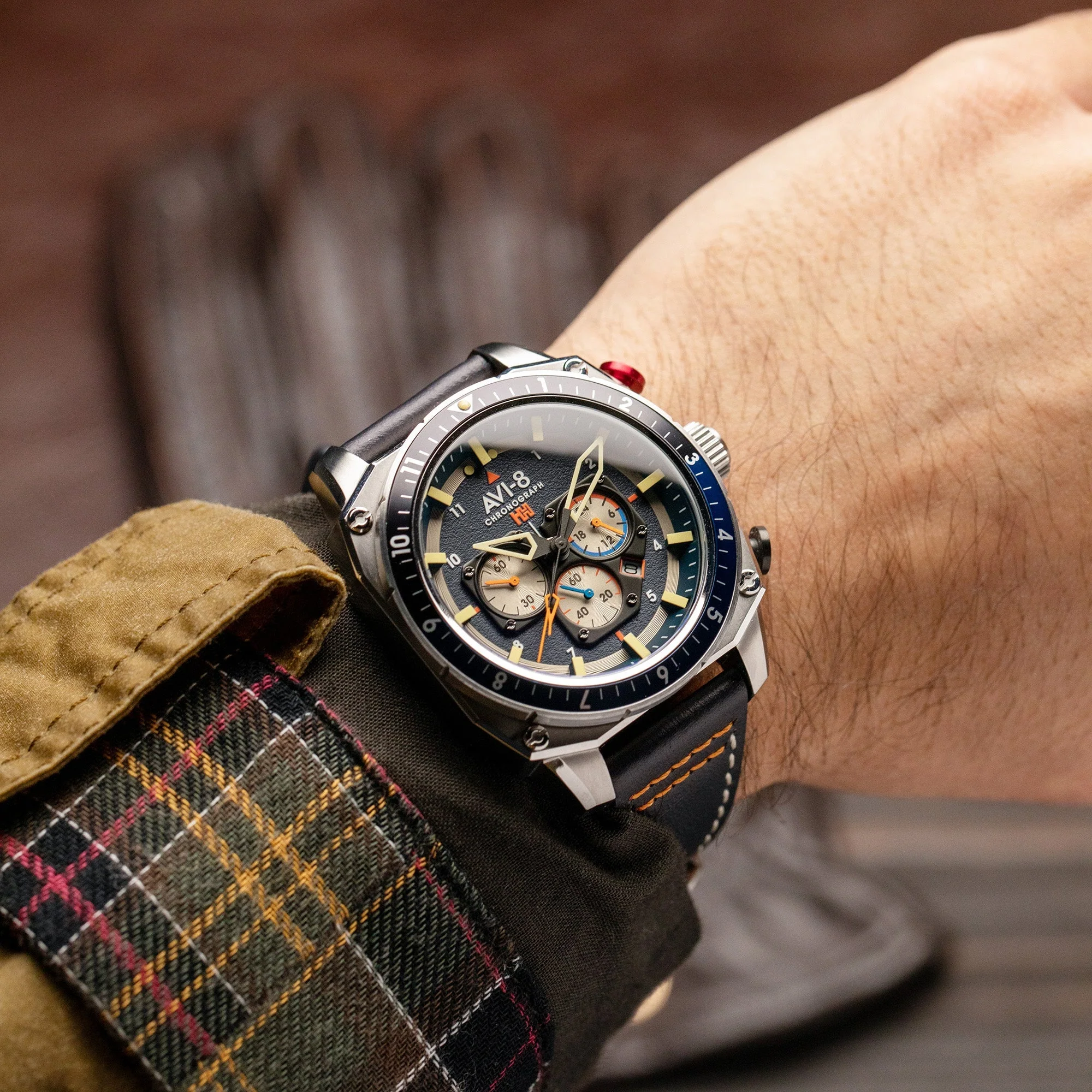 Hawker Hunter Atlas Dual Time Chronograph Blue / Leather | Blue Dial - Image 6