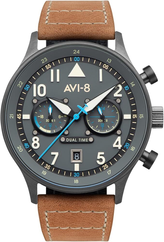 Hawker Hurricane Carey Dual Time Gray / Leather | Gray Dial - Image 8