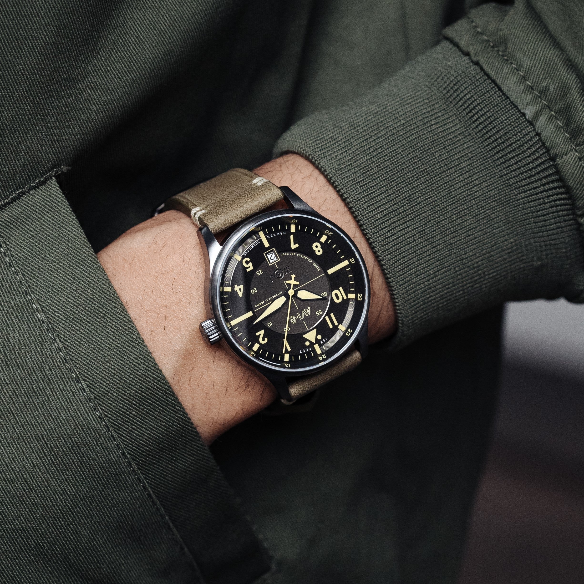 Hawker Hurricane Kent Automatic Gray / Leather | Gray Dial - Image 4