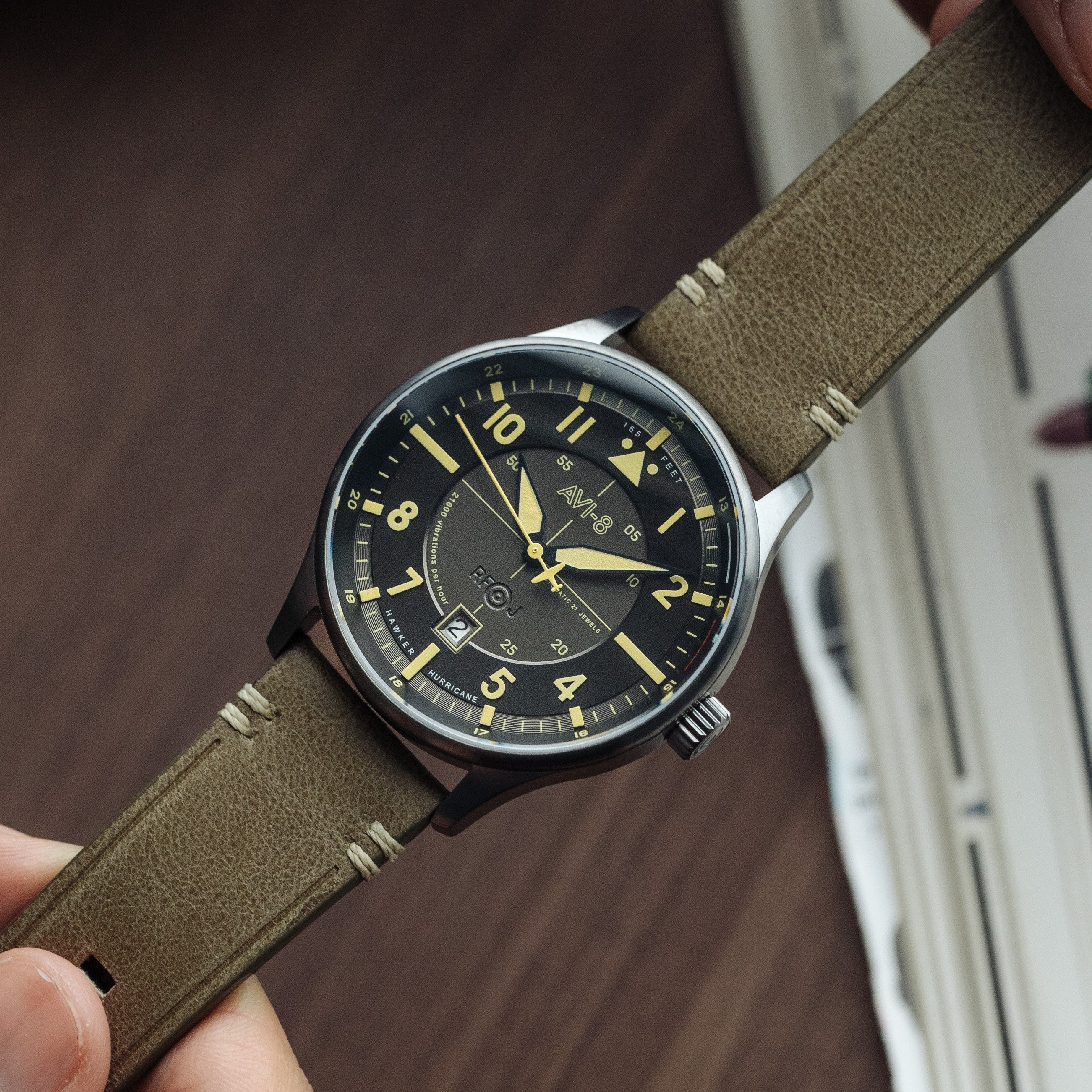 Hawker Hurricane Kent Automatic Gray / Leather | Gray Dial - Image 7