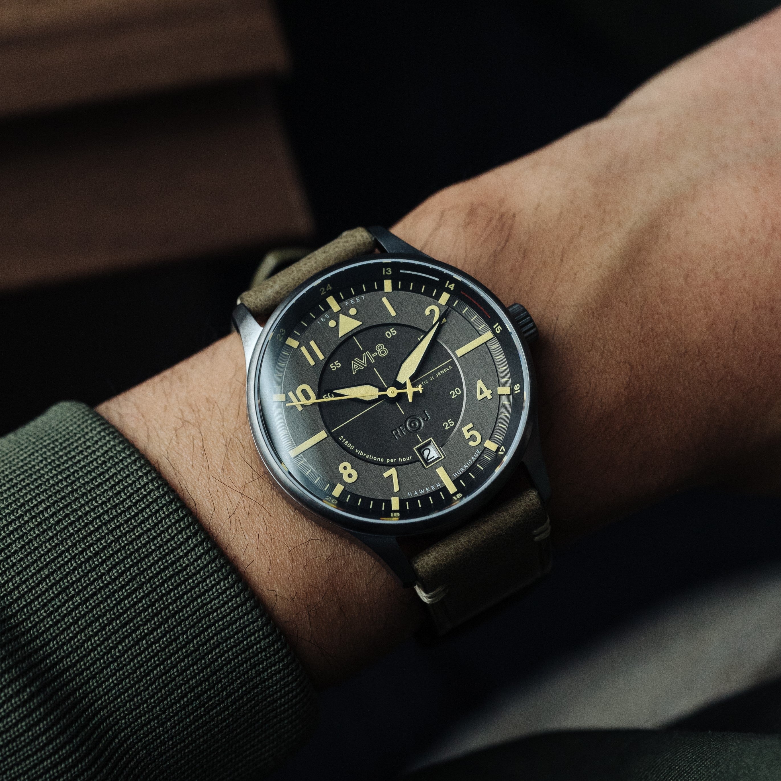 Hawker Hurricane Kent Automatic Gray / Leather | Gray Dial - Image 8