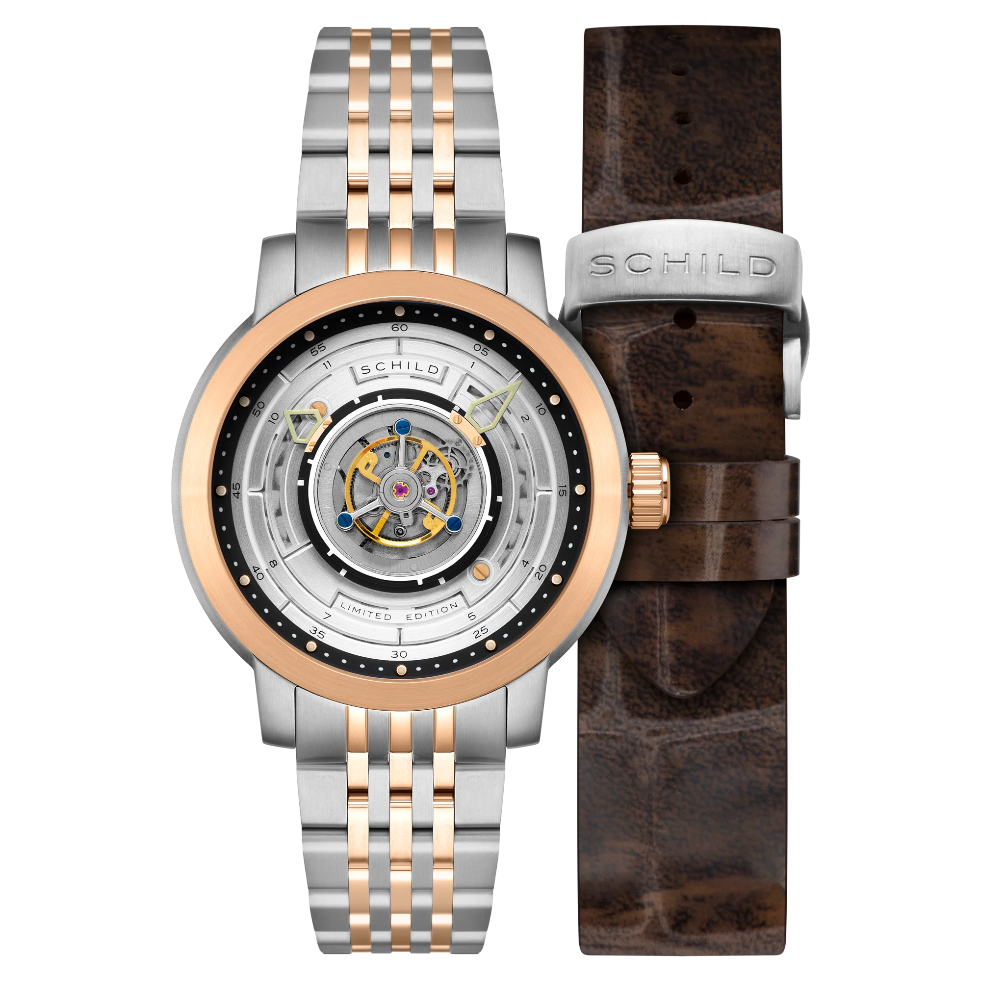 Heinrich Cyclone Tourbillon Limited Edition Silver / Steel & Rose Gold Stainless Steel | Silver Dial