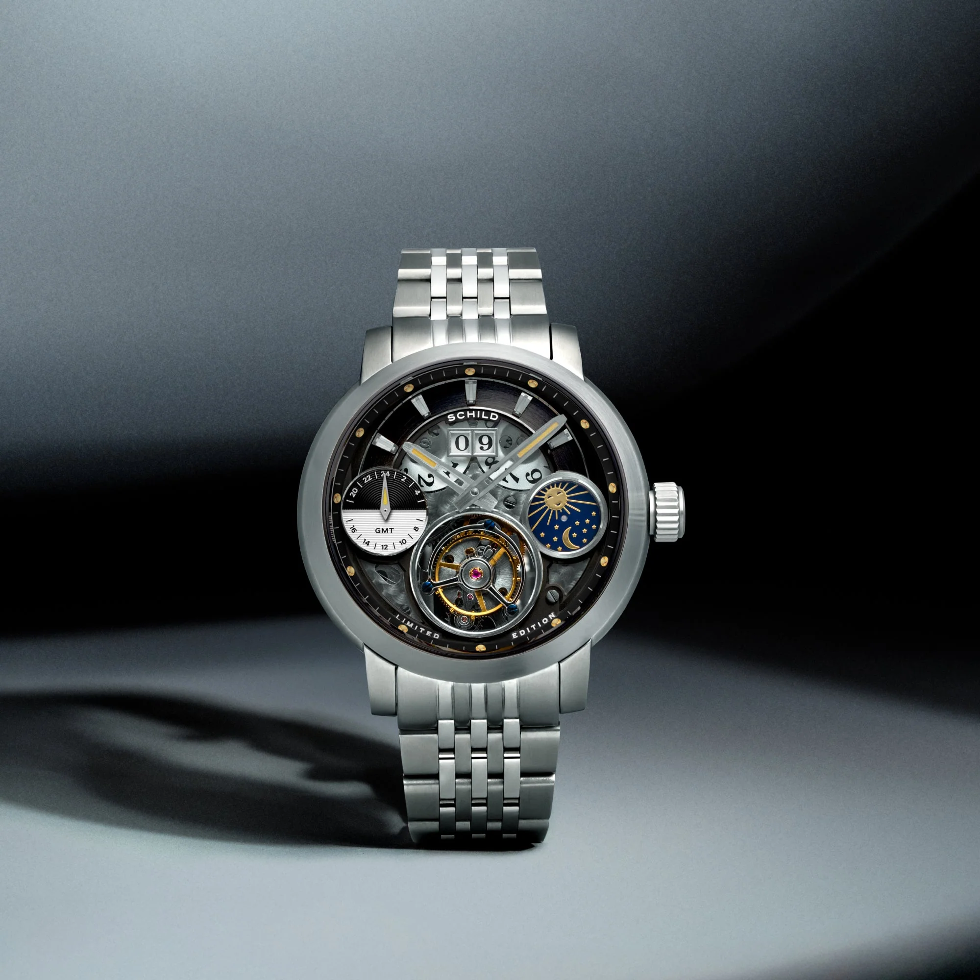Heinrich GMT Moonphase Tourbillon Limited Edition Black / Stainless Steel | Black Dial - Image 4