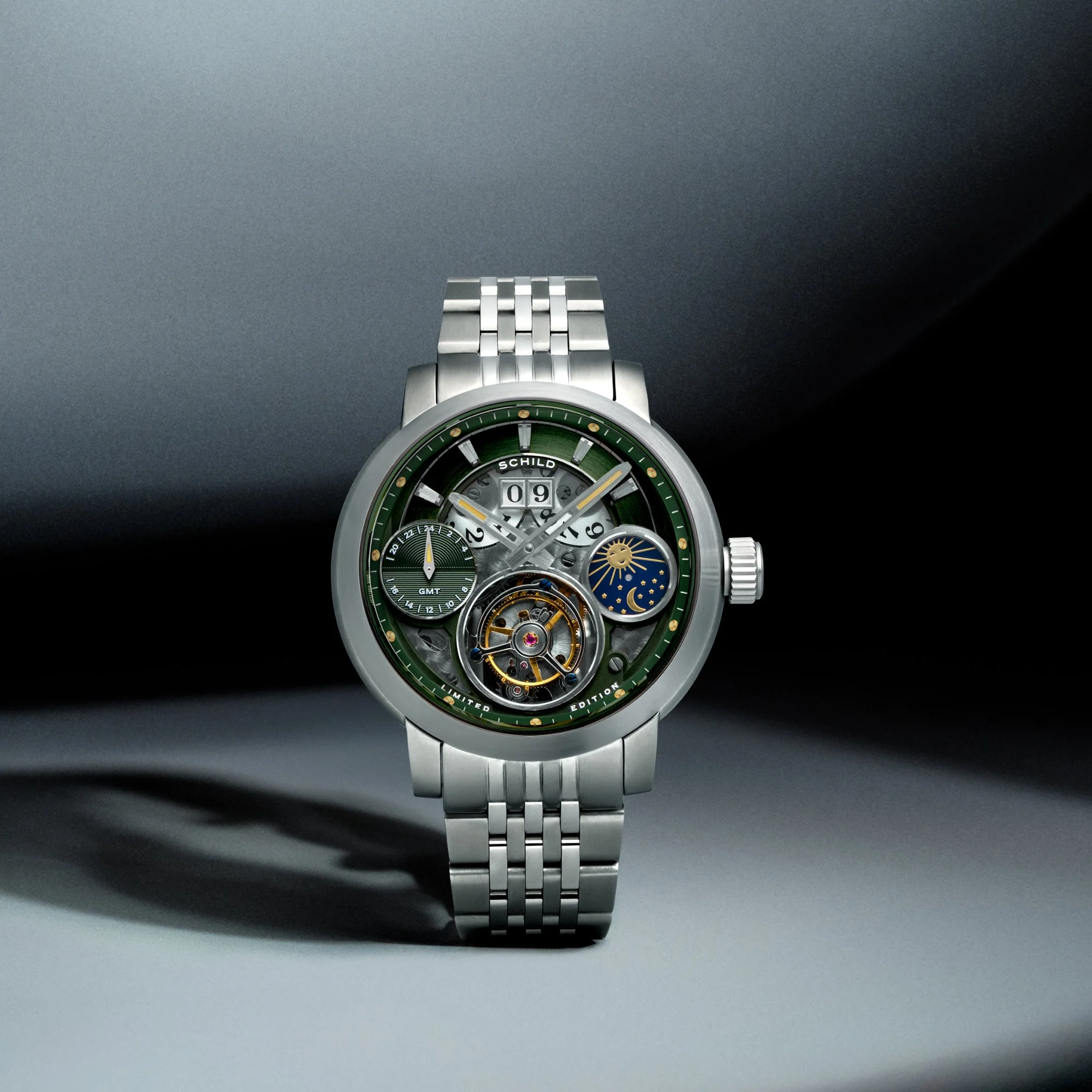 Heinrich GMT Moonphase Tourbillon Limited Edition Green / Stainless Steel | Green Dial - Image 4