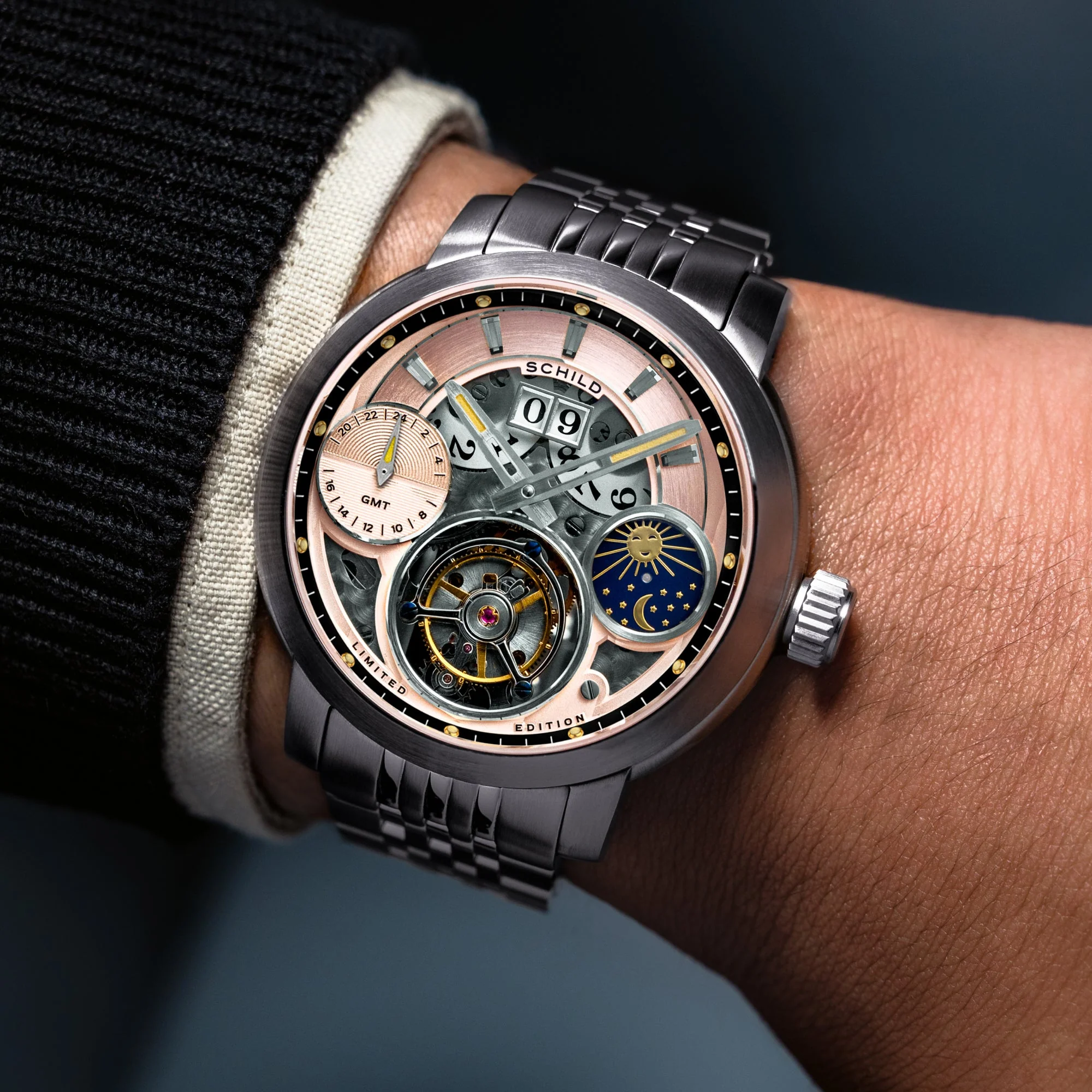 Heinrich GMT Moonphase Tourbillon Limited Edition Rose Gold / Stainless Steel | Rose Gold Dial - Image 2